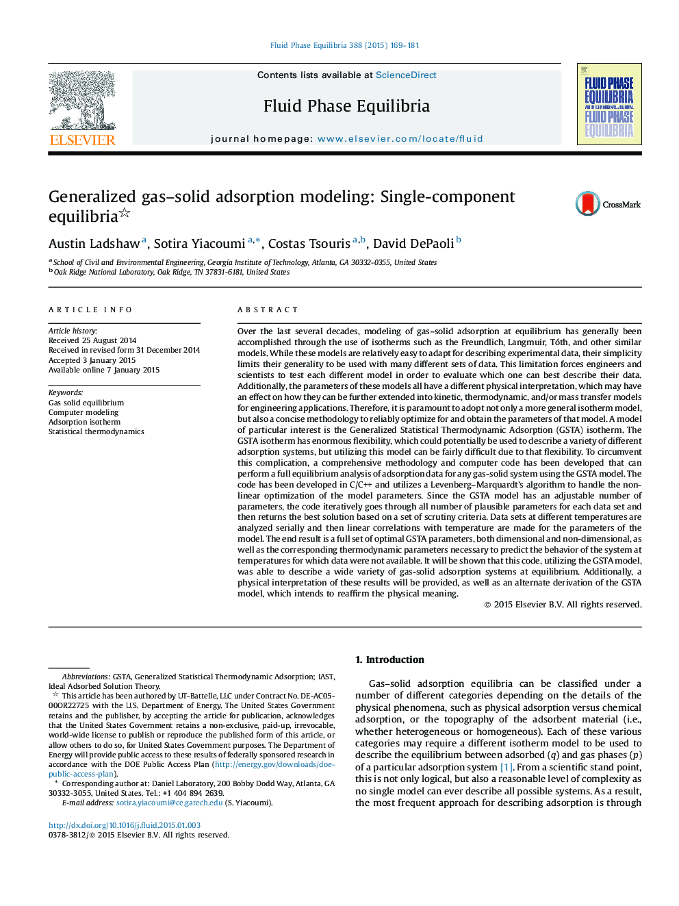 Generalized gas–solid adsorption modeling: Single-component equilibria 