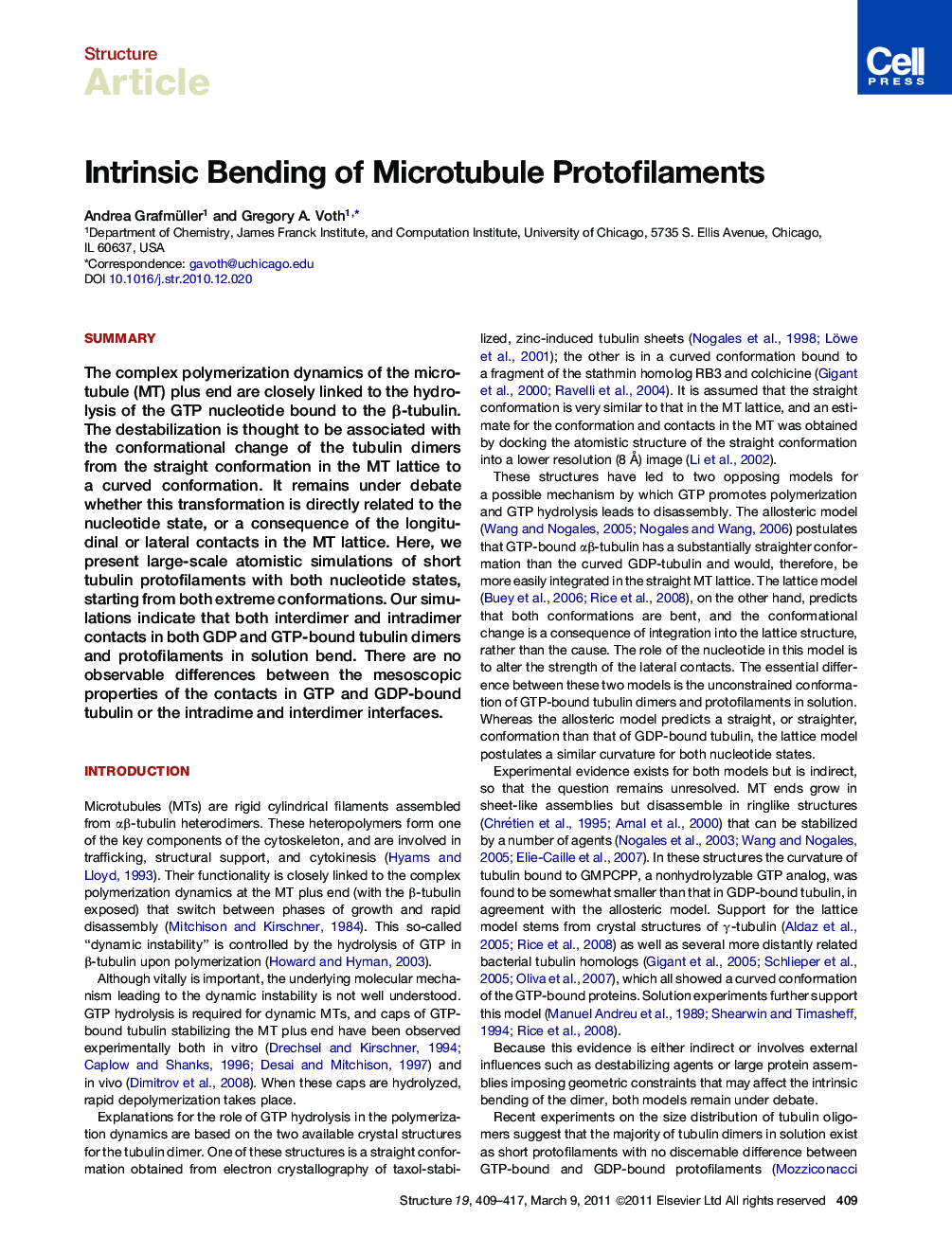 Intrinsic Bending of Microtubule Protofilaments