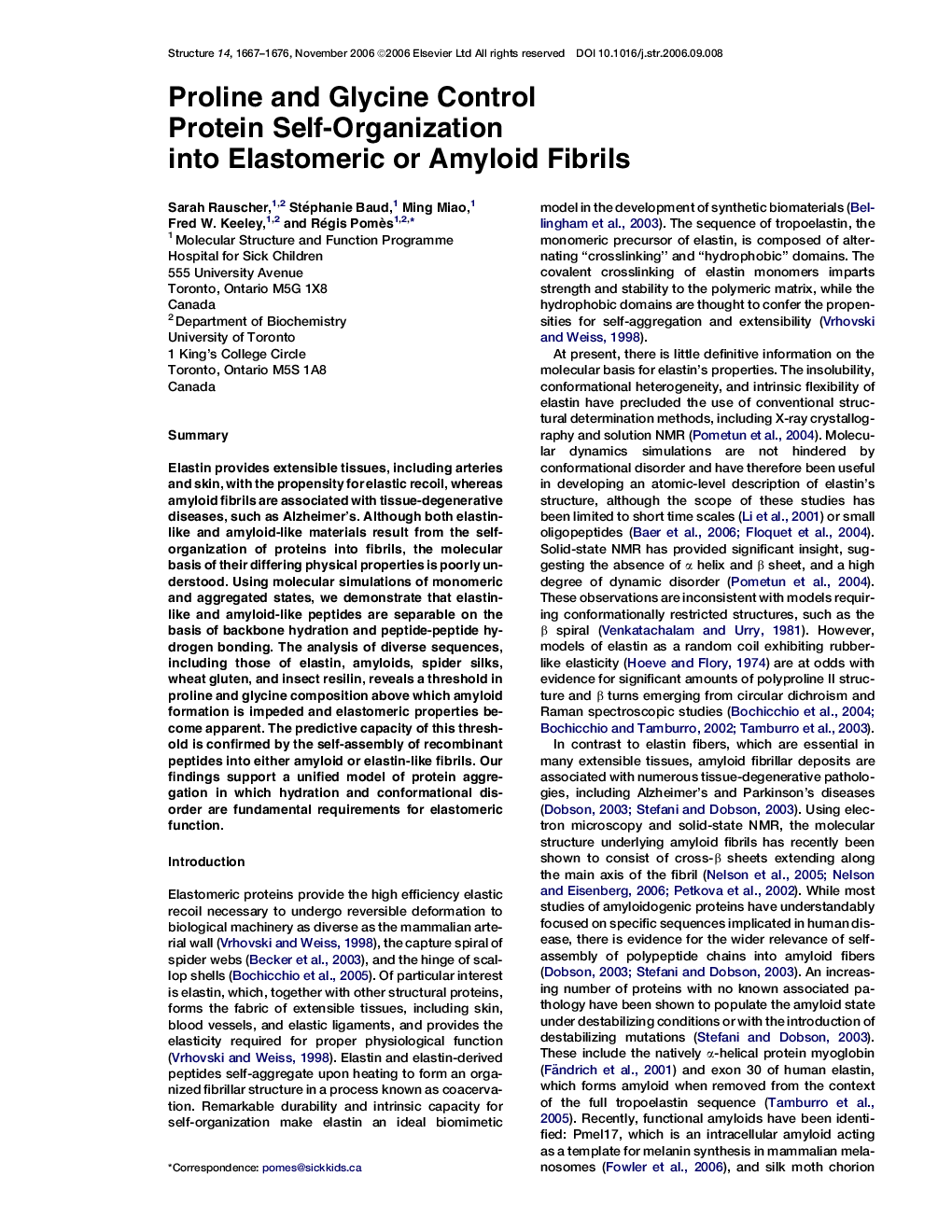 Proline and Glycine Control Protein Self-Organization into Elastomeric or Amyloid Fibrils