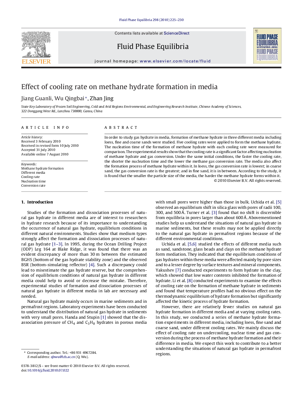 Effect of cooling rate on methane hydrate formation in media