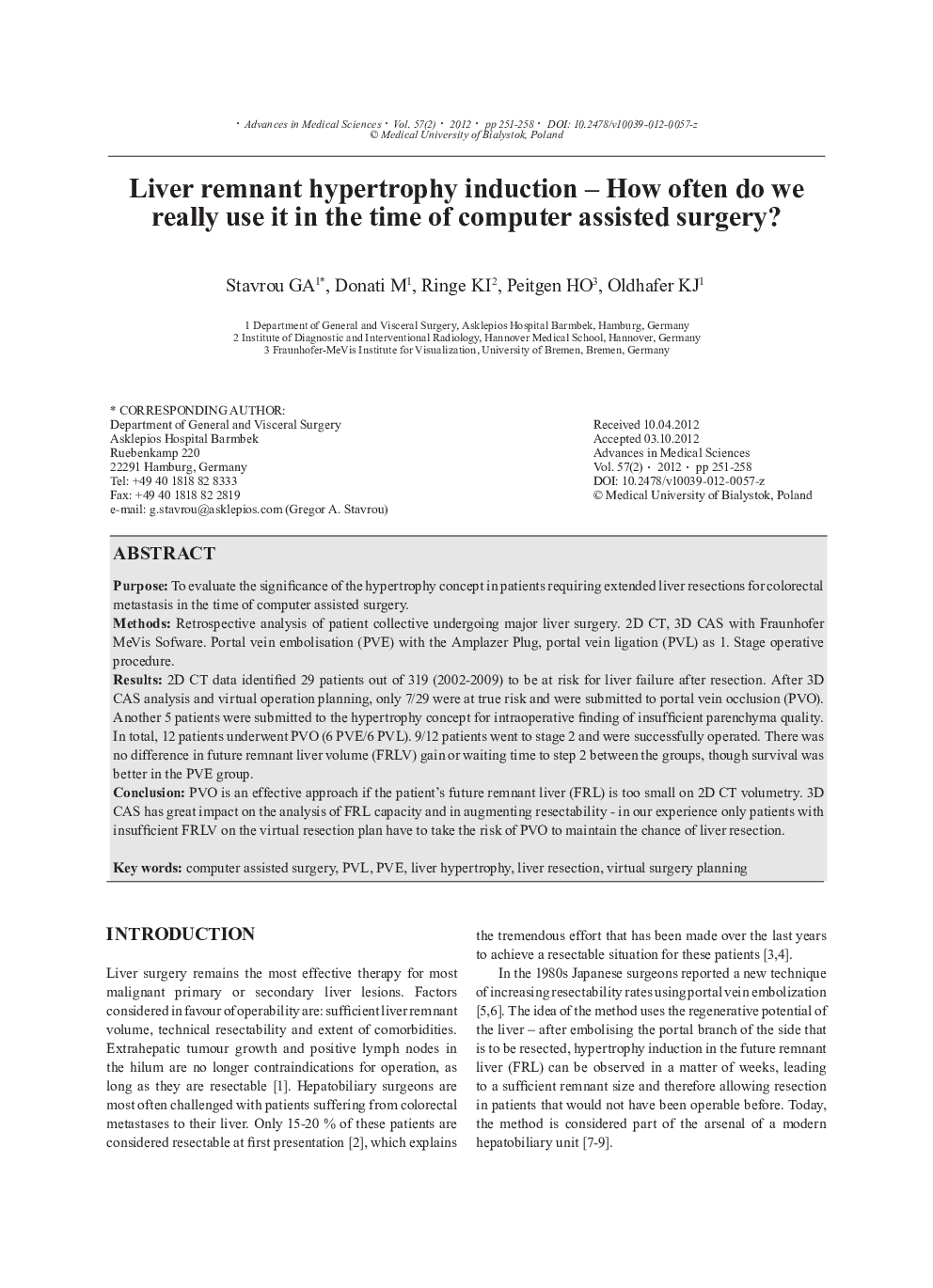 Liver remnant hypertrophy induction – How often do we really use it in the time of computer assisted surgery?