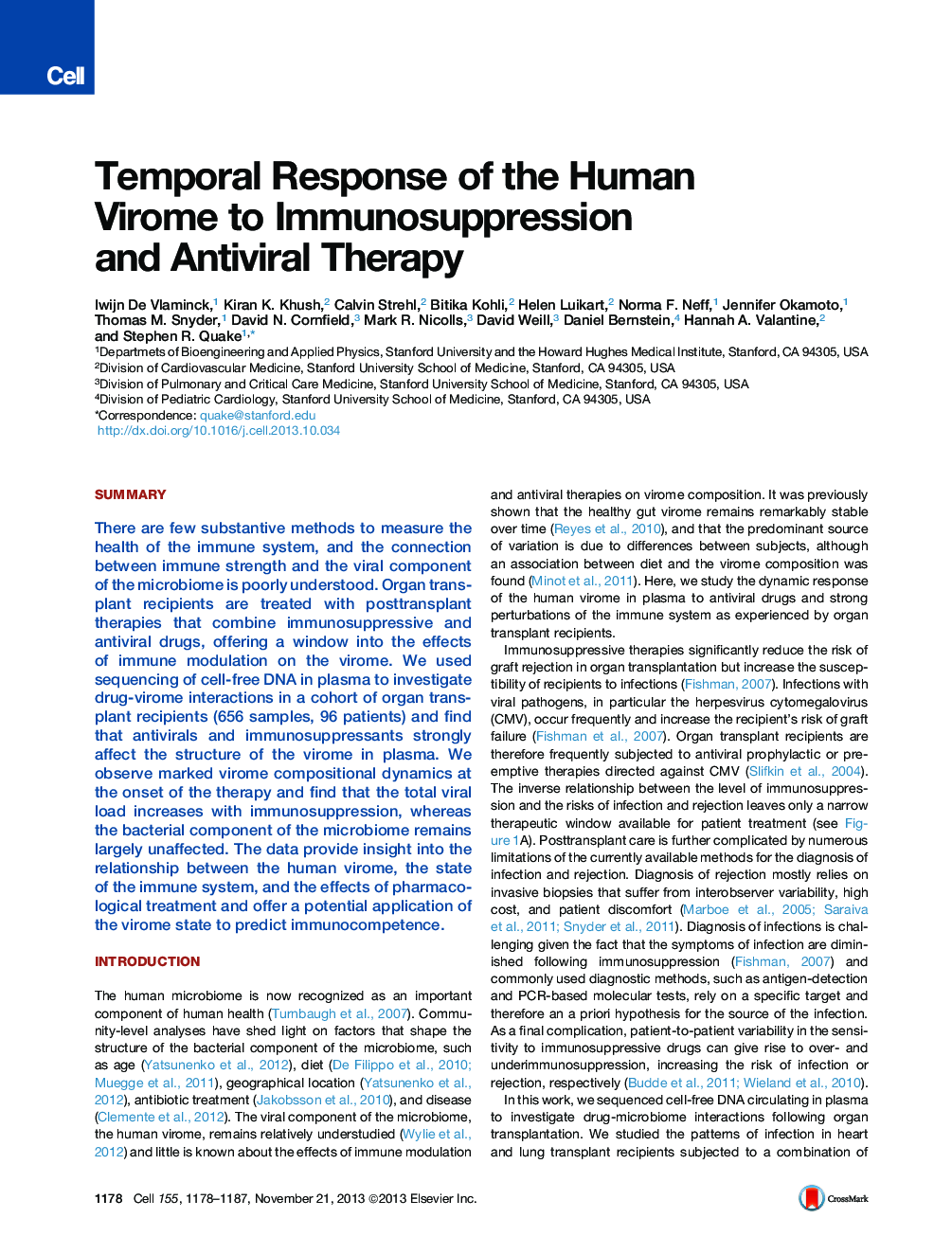 Temporal Response of the Human Virome to Immunosuppression and Antiviral Therapy