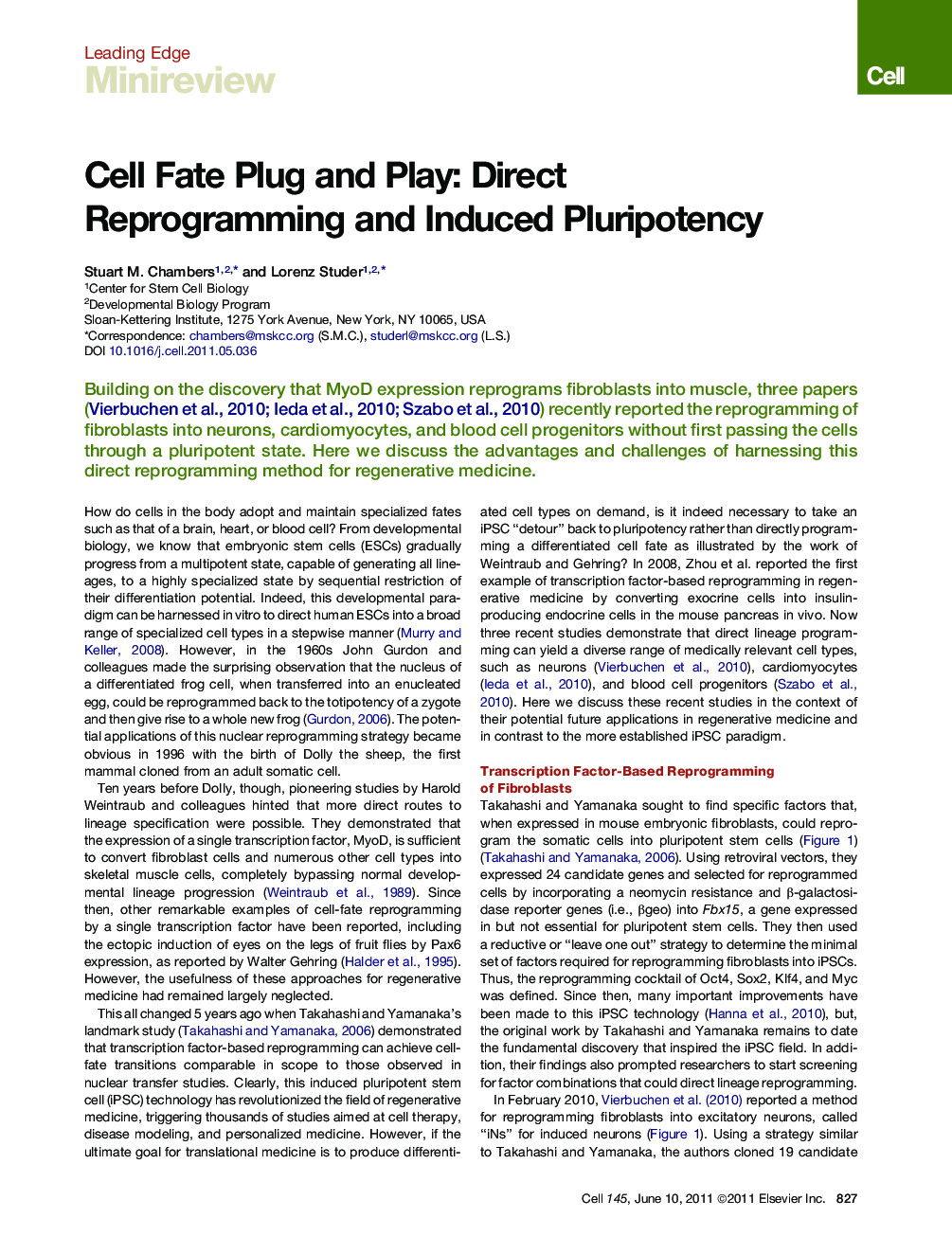 Cell Fate Plug and Play: Direct Reprogramming and Induced Pluripotency