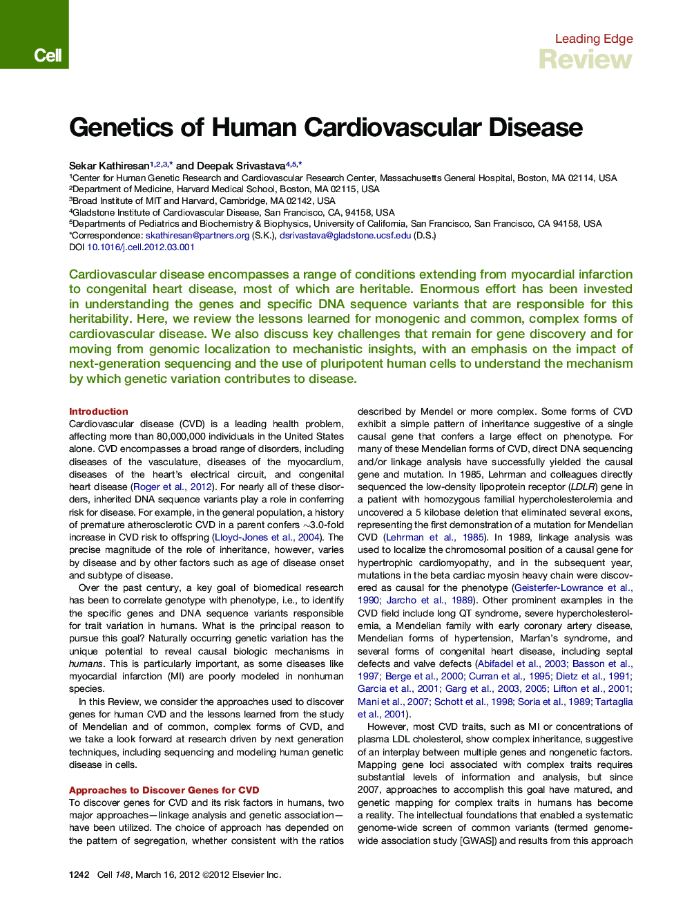 Genetics of Human Cardiovascular Disease