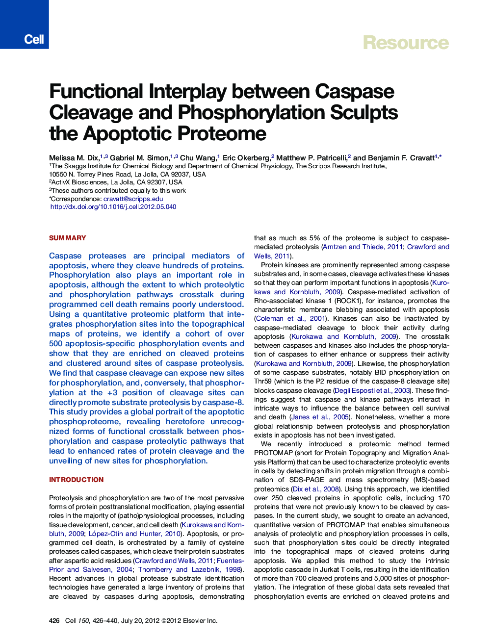 Functional Interplay between Caspase Cleavage and Phosphorylation Sculpts the Apoptotic Proteome