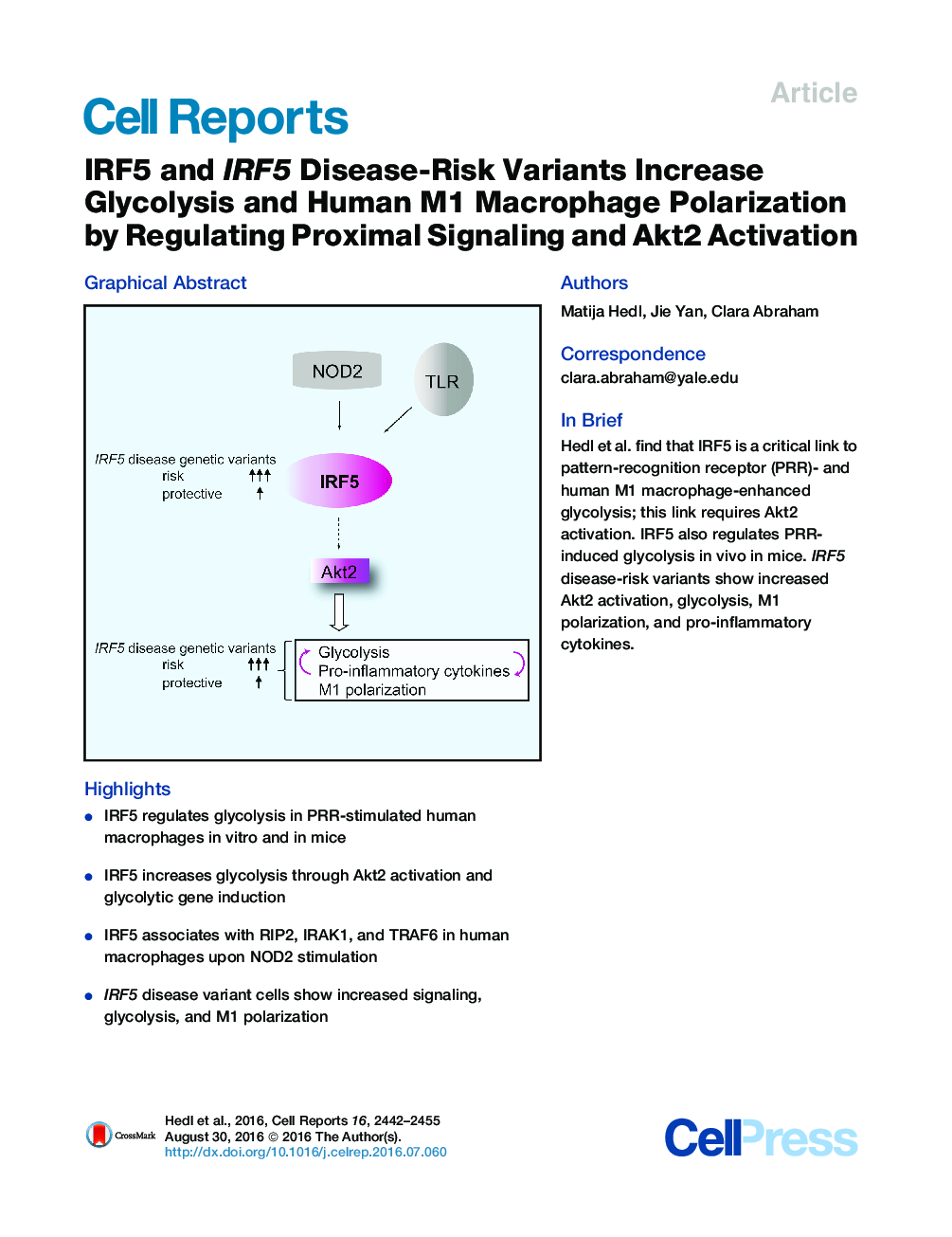 IRF5 and IRF5 Disease-Risk Variants Increase Glycolysis and Human M1 Macrophage Polarization by Regulating Proximal Signaling and Akt2 Activation