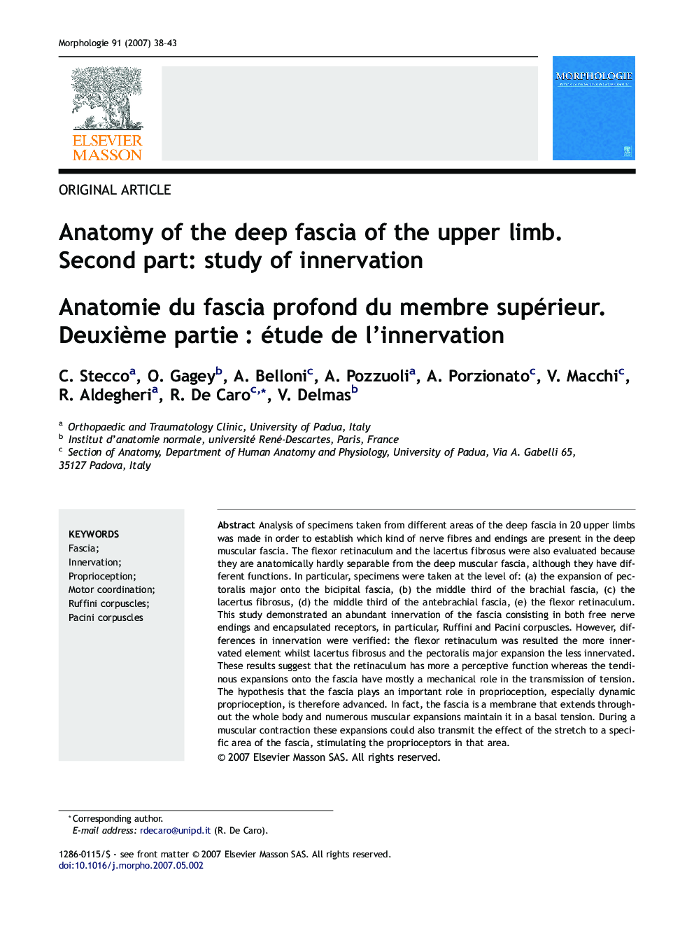 Anatomy ofÂ theÂ deep fascia ofÂ theÂ upper limb. SecondÂ part: study ofÂ innervation