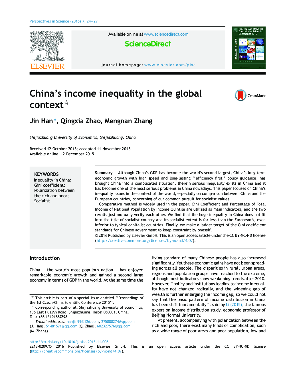 نابرابری درآمد چین در زمینه جهانی