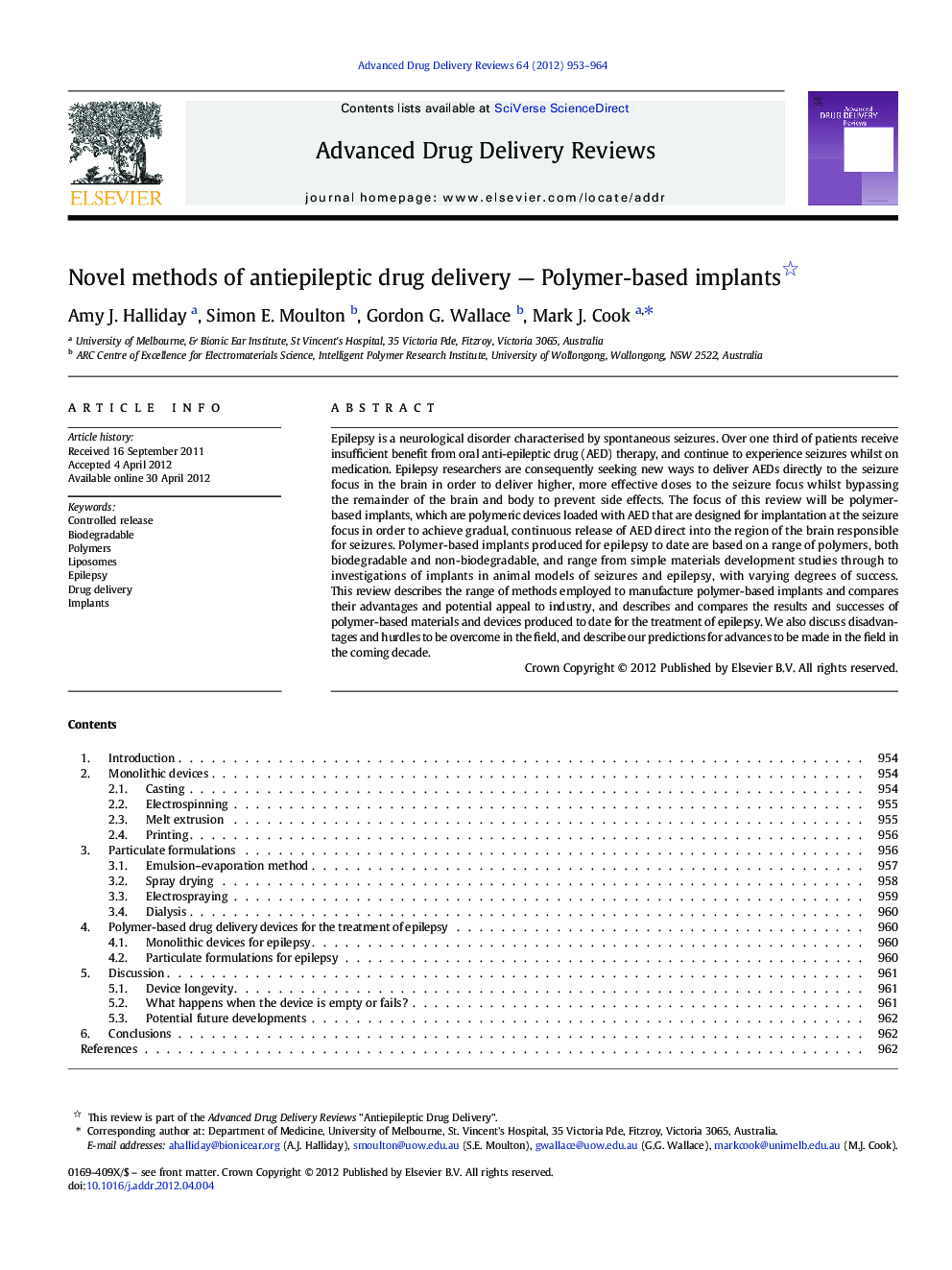 Novel methods of antiepileptic drug delivery — Polymer-based implants 