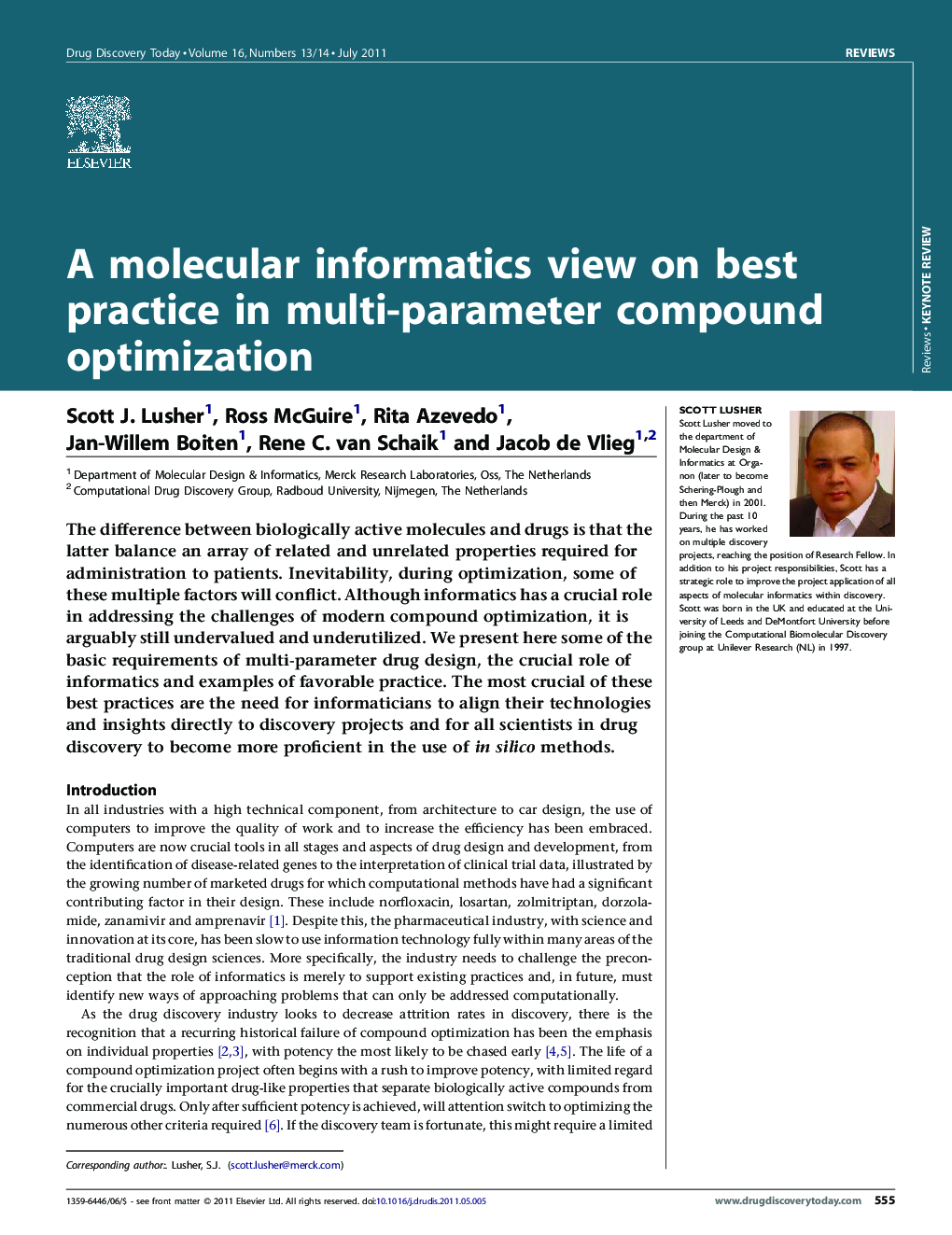A molecular informatics view on best practice in multi-parameter compound optimization