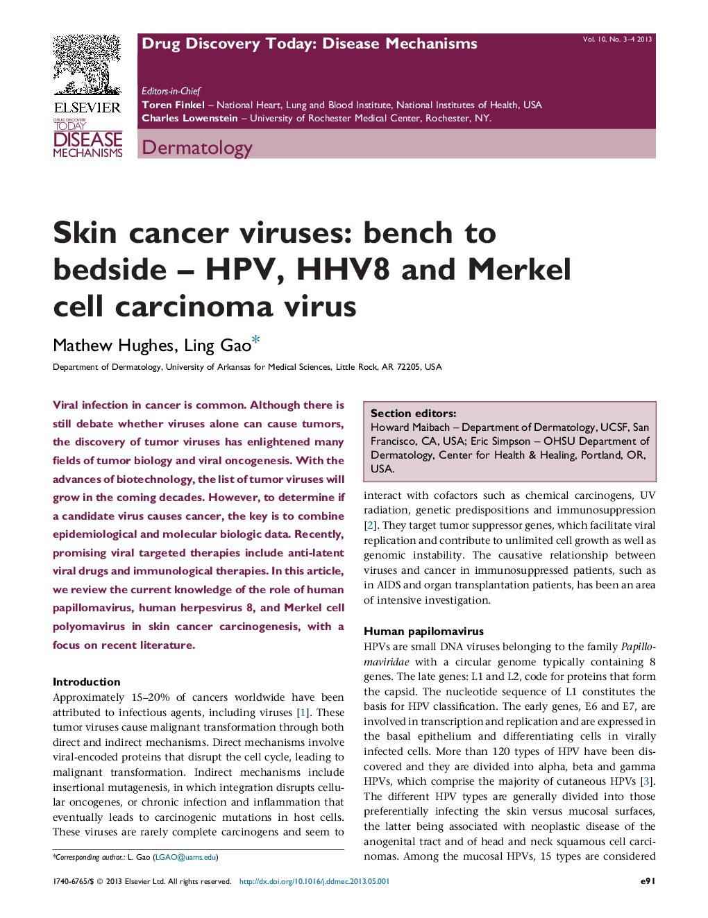 Skin cancer viruses: bench to bedside – HPV, HHV8 and Merkel cell carcinoma virus