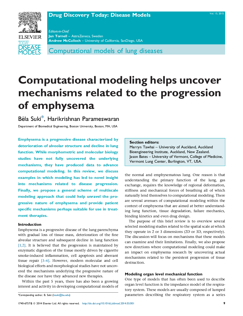 مدل سازی محاسباتی به شناسایی مکانیزم های مرتبط با پیشرفت آمفیزم کمک می کند 