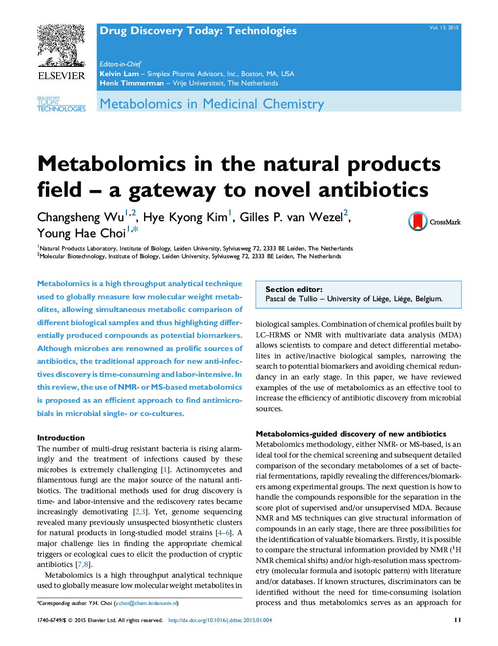 Metabolomics in the natural products field – a gateway to novel antibiotics