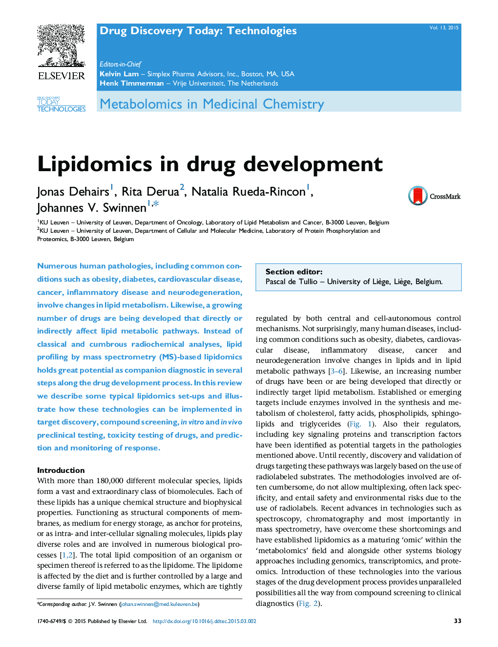 لیپیدومی در توسعه دارو 