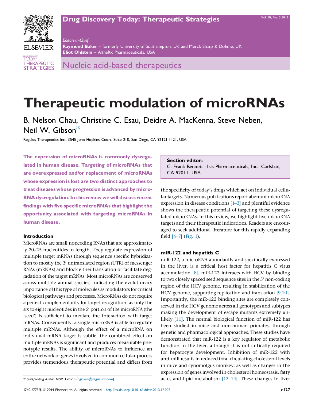 Therapeutic modulation of microRNAs