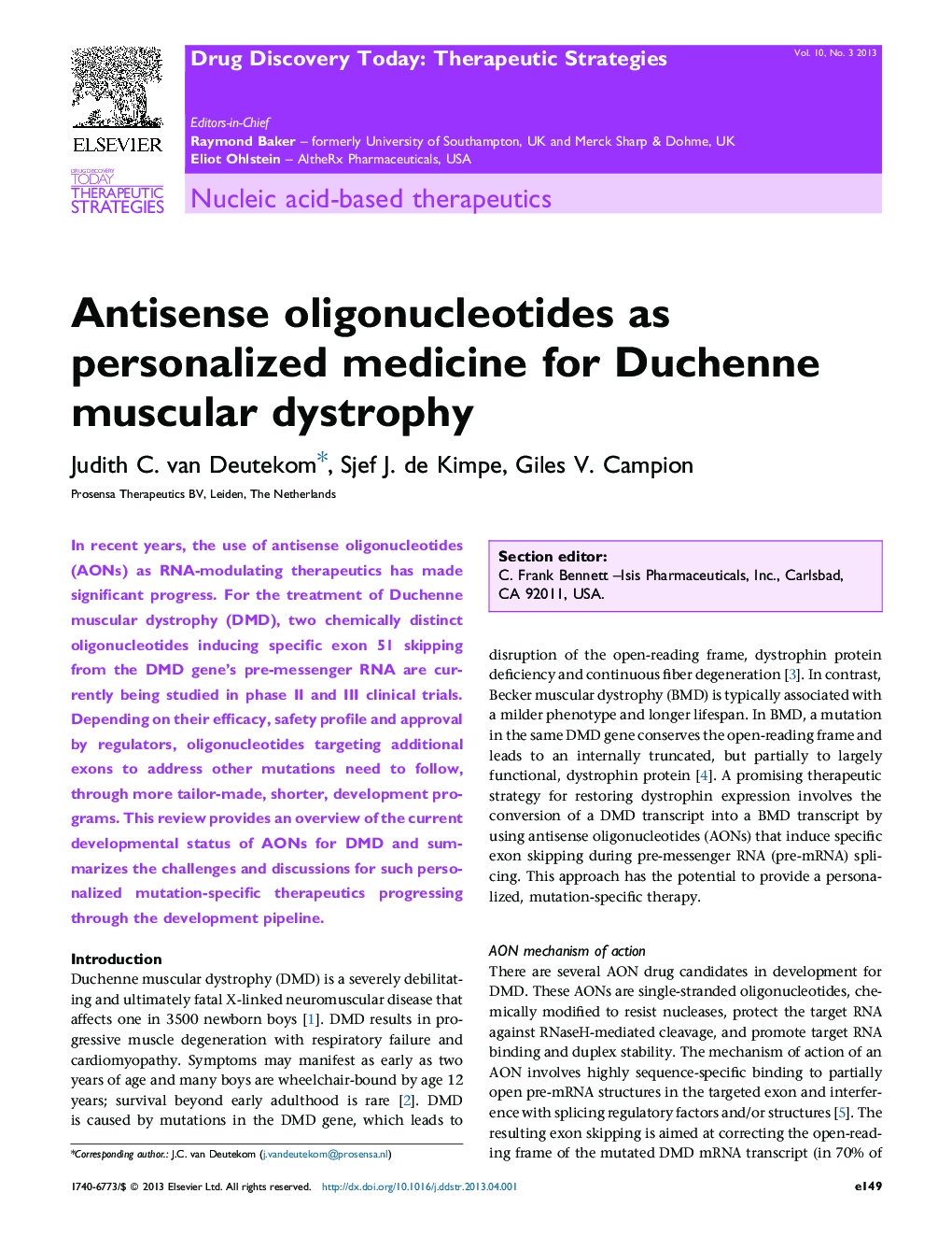 Antisense oligonucleotides as personalized medicine for Duchenne muscular dystrophy