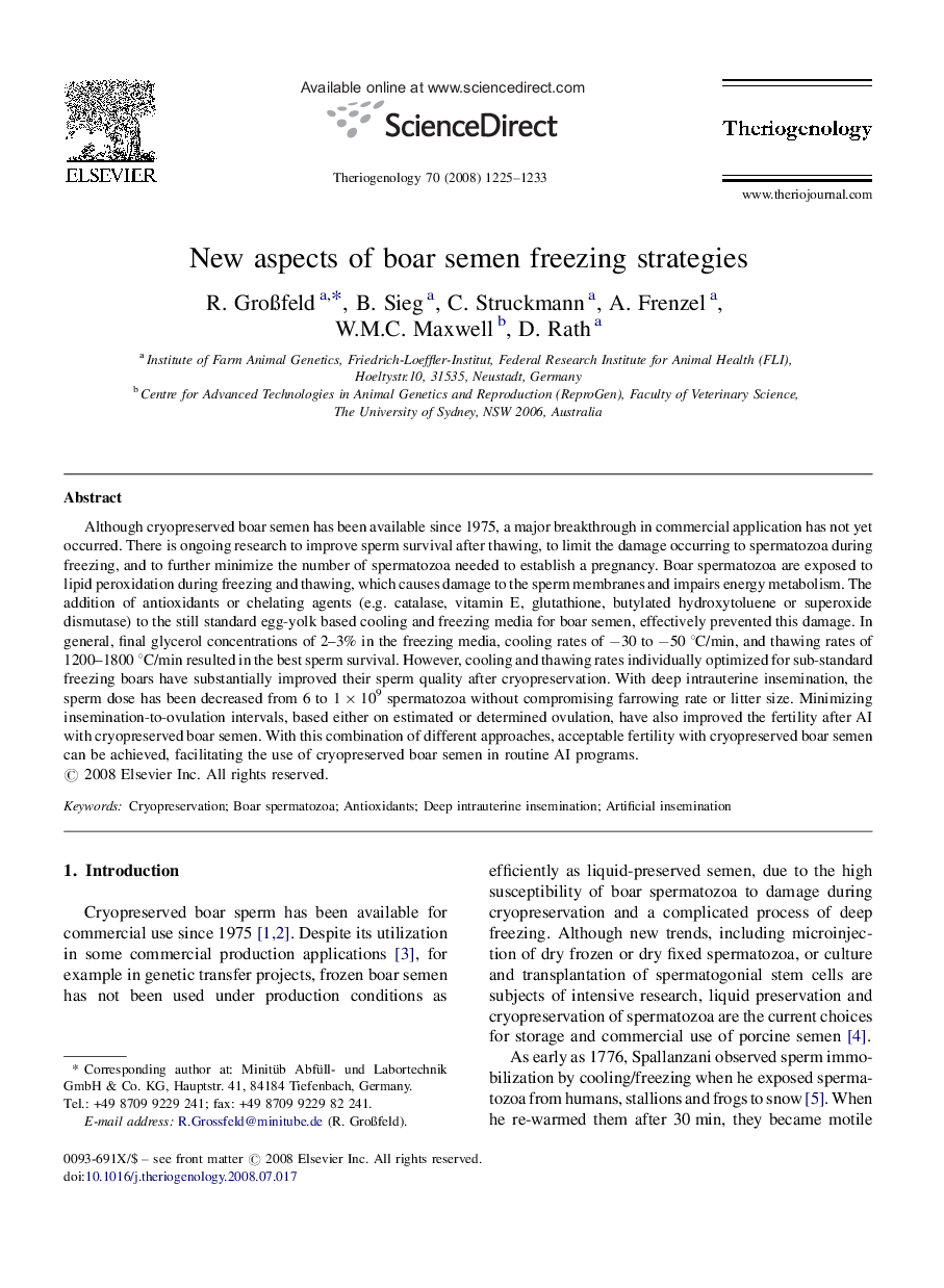 New aspects of boar semen freezing strategies