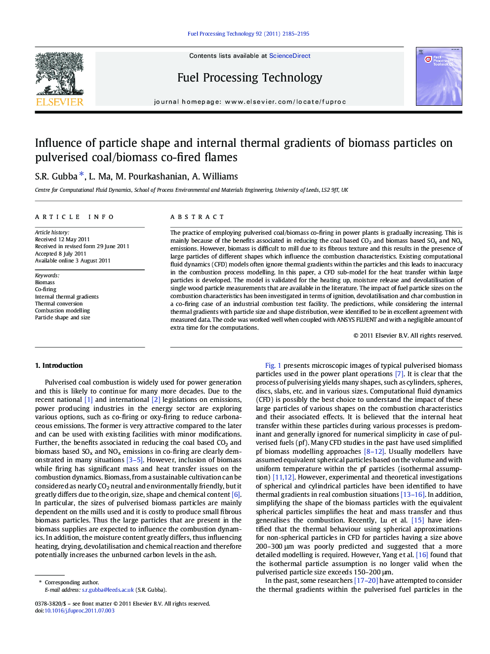 Influence of particle shape and internal thermal gradients of biomass particles on pulverised coal/biomass co-fired flames