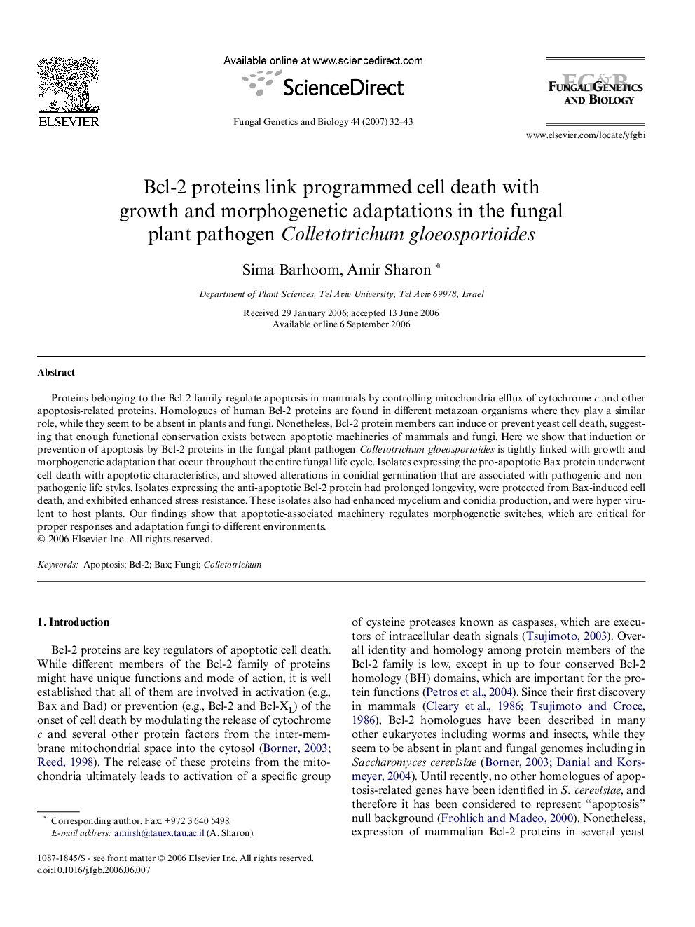 Bcl-2 proteins link programmed cell death with growth and morphogenetic adaptations in the fungal plant pathogen Colletotrichum gloeosporioides