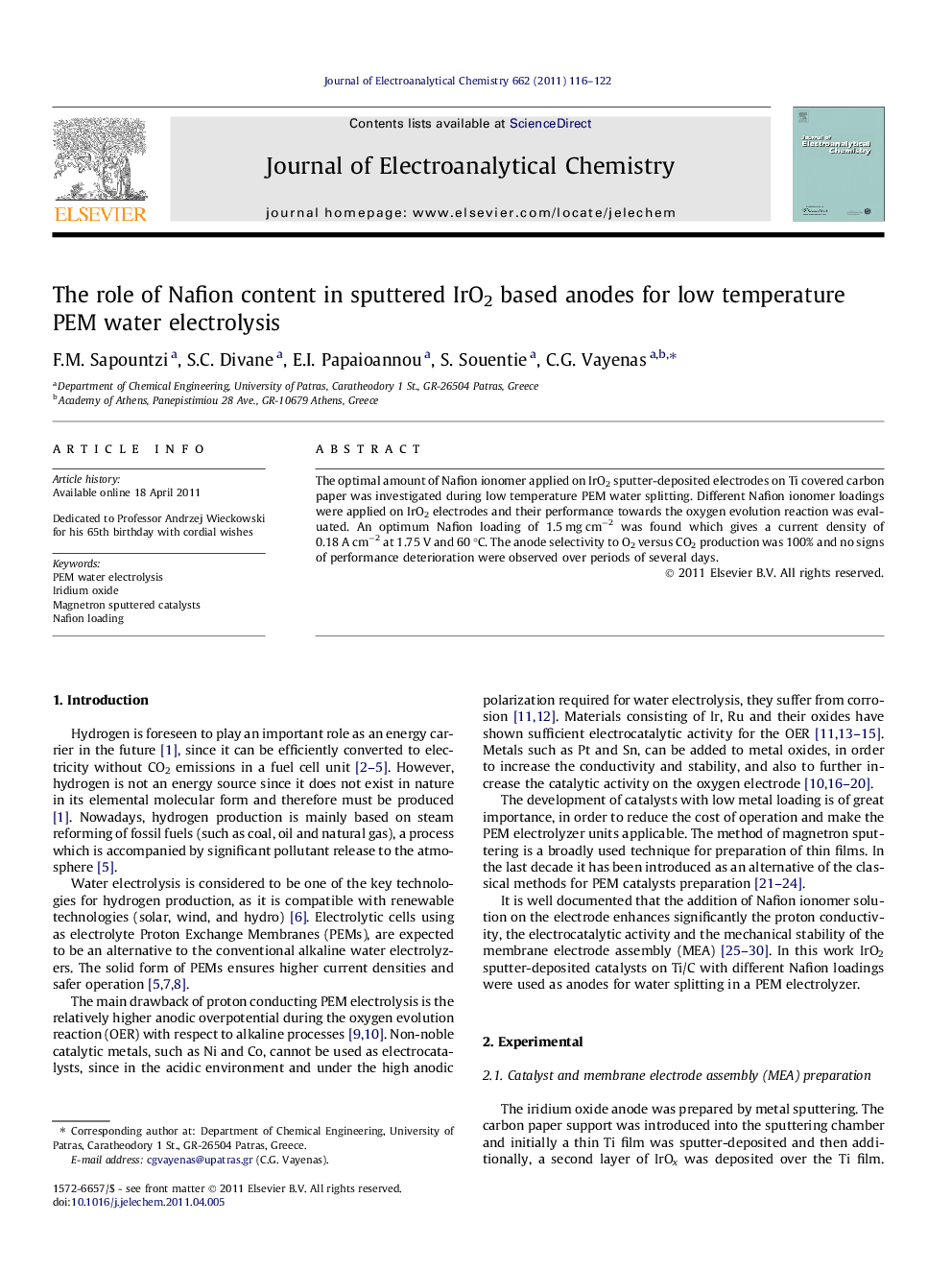 The role of Nafion content in sputtered IrO2 based anodes for low temperature PEM water electrolysis