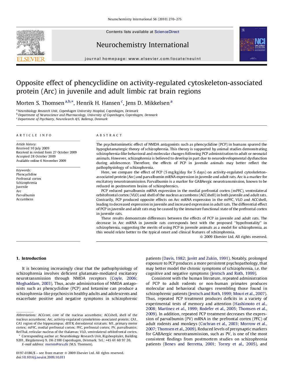 Opposite effect of phencyclidine on activity-regulated cytoskeleton-associated protein (Arc) in juvenile and adult limbic rat brain regions