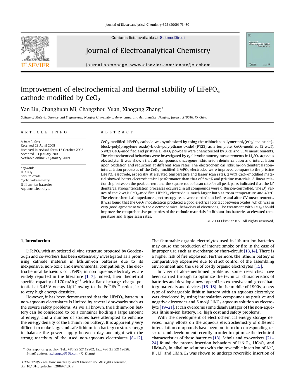 Improvement of electrochemical and thermal stability of LiFePO4 cathode modified by CeO2