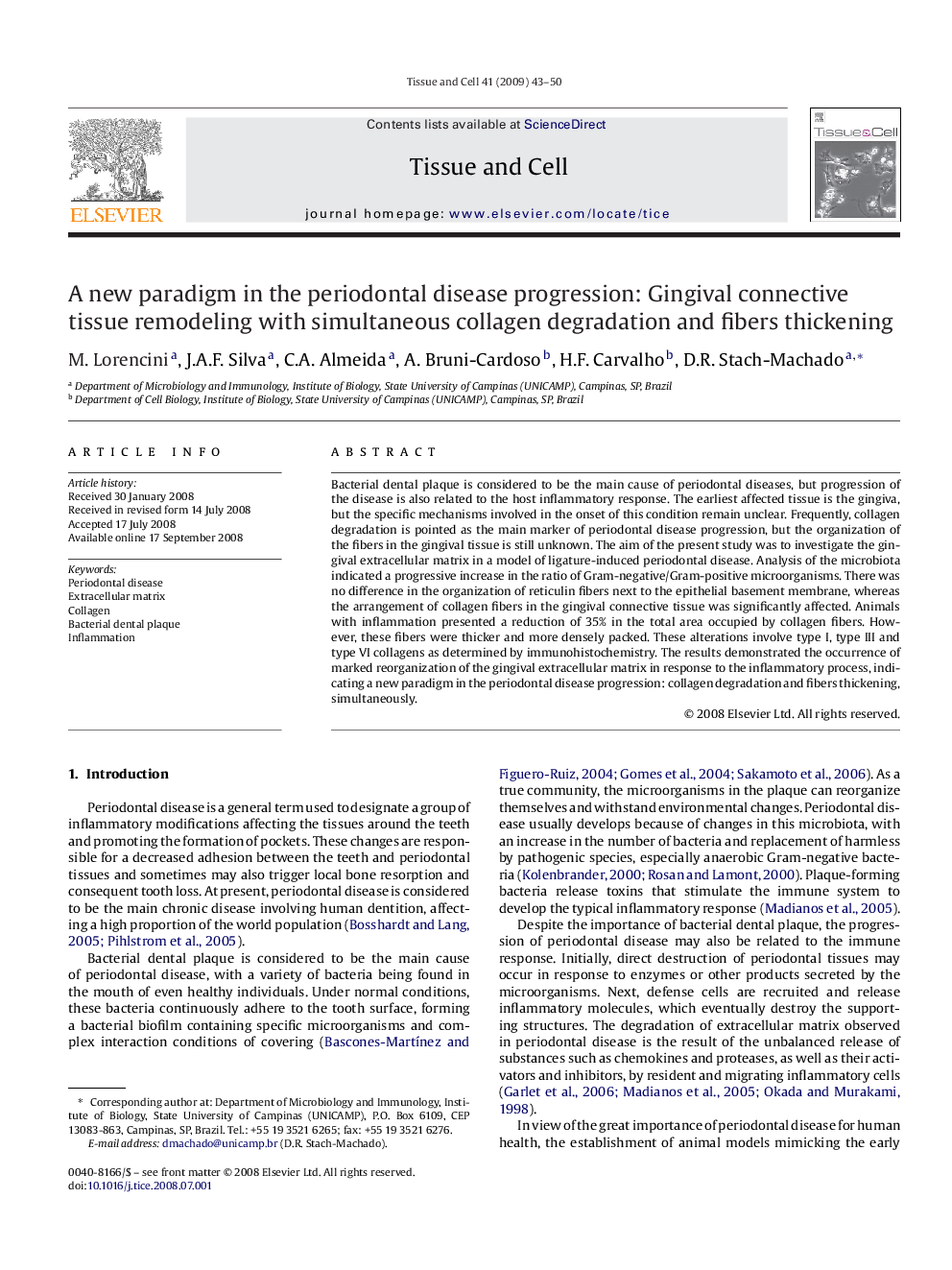 A new paradigm in the periodontal disease progression: Gingival connective tissue remodeling with simultaneous collagen degradation and fibers thickening