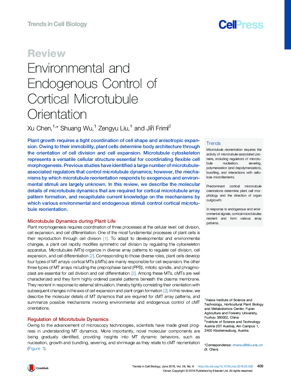 کنترل زیست محیطی و محیط زیست در جهت گیری میکرو توبول های قشر 