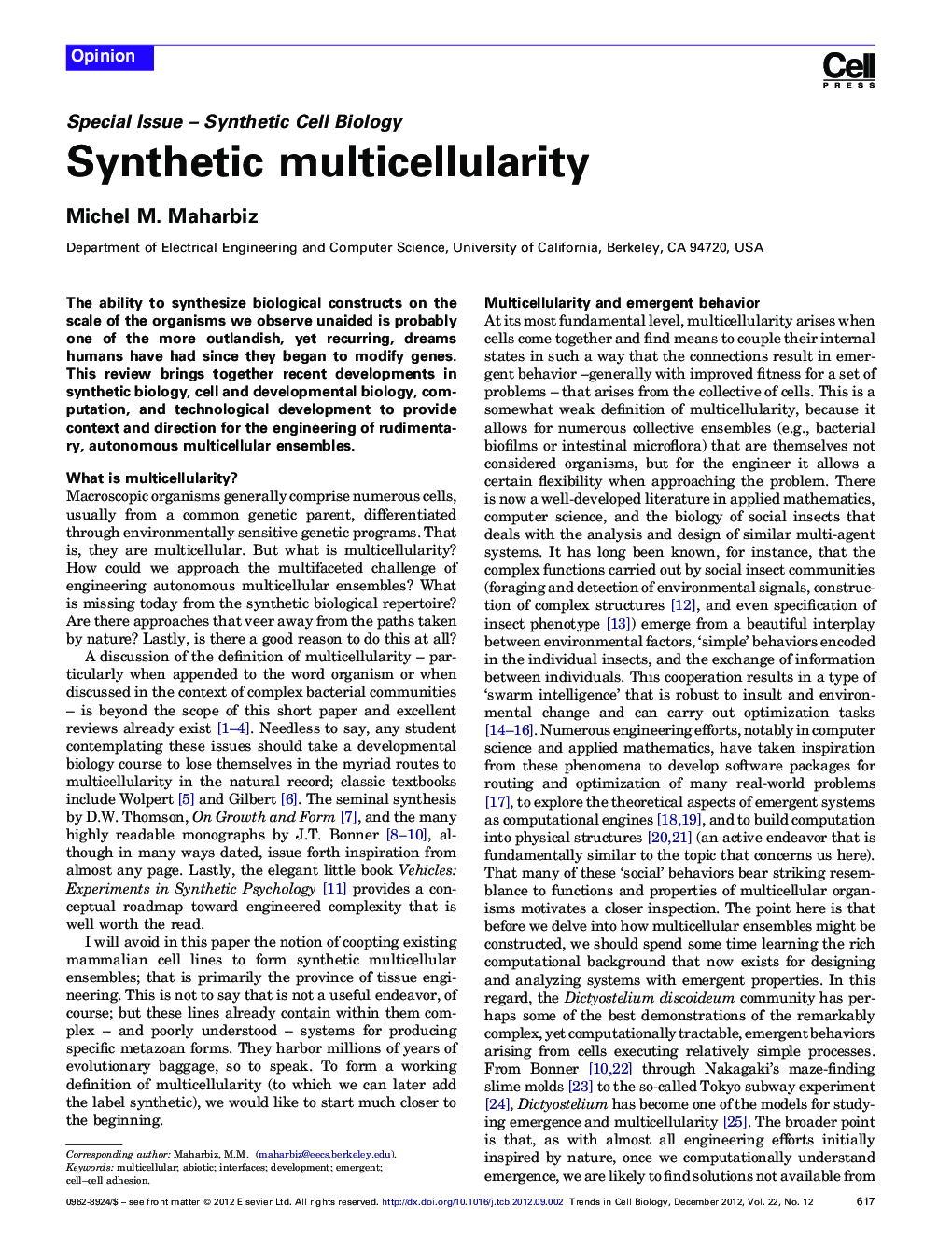 Synthetic multicellularity