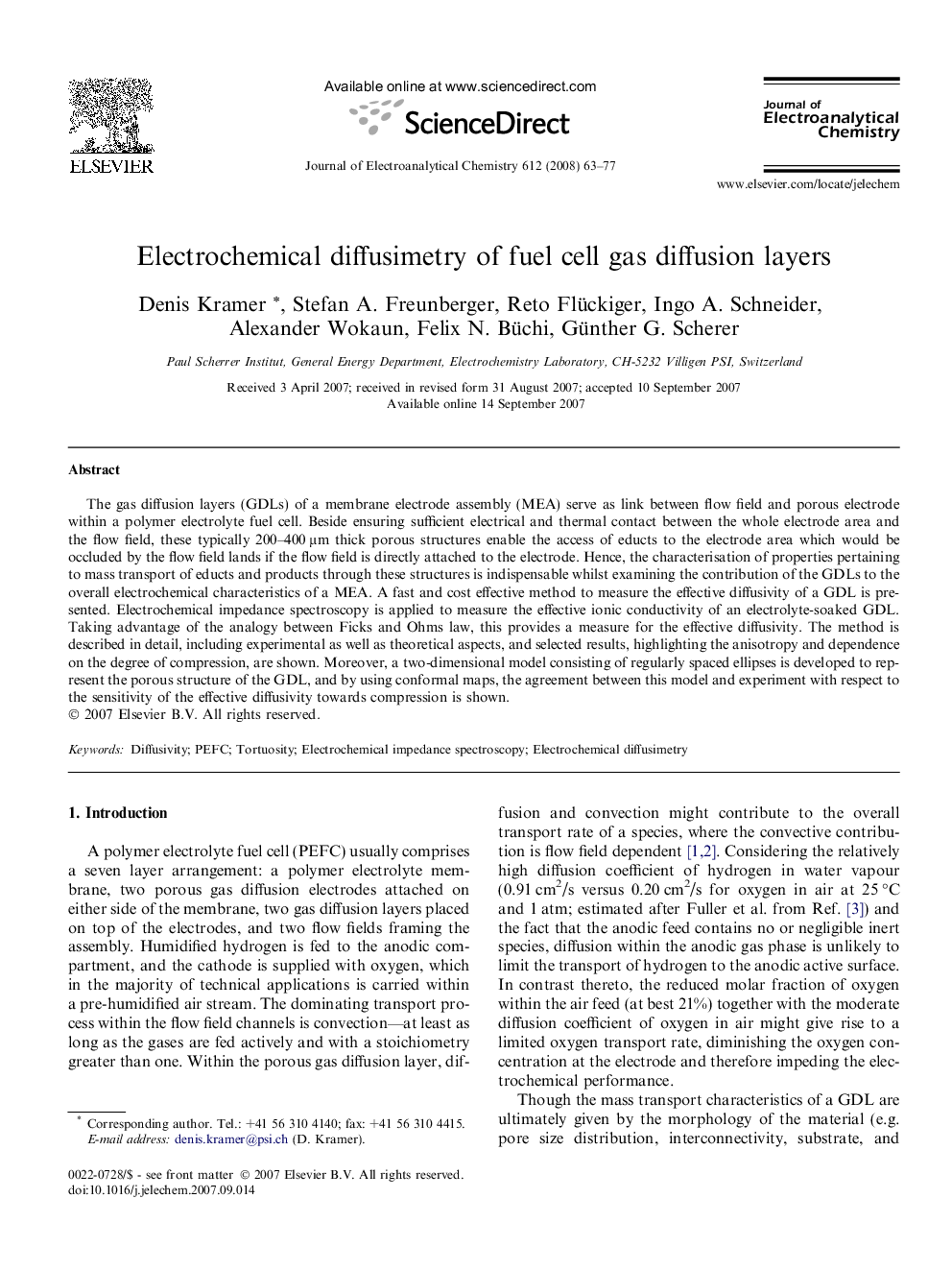 Electrochemical diffusimetry of fuel cell gas diffusion layers