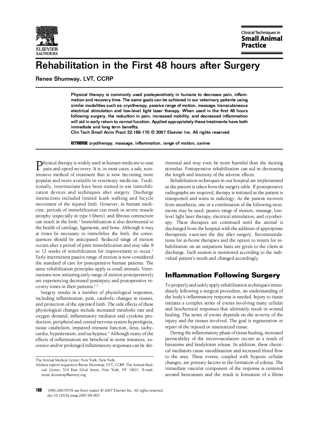 Rehabilitation in the First 48 hours after Surgery