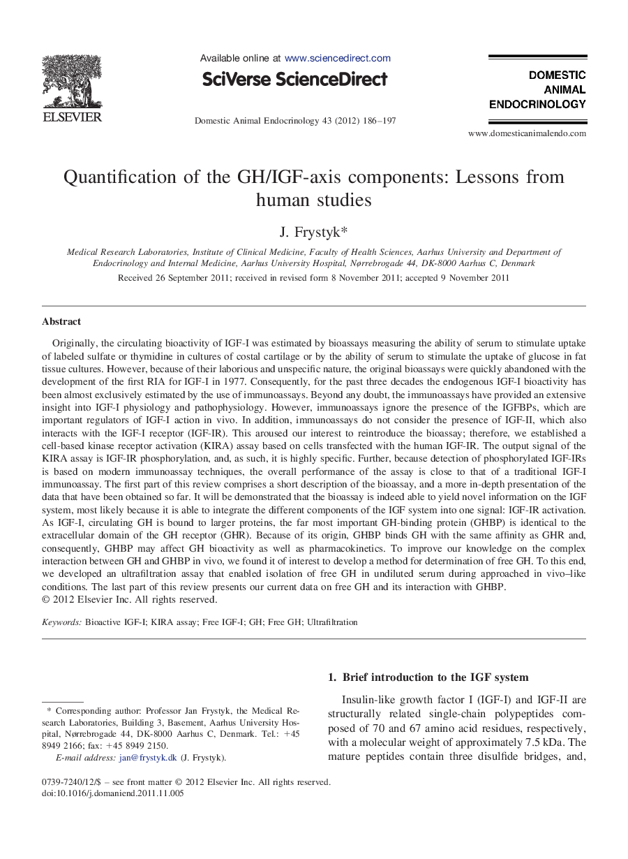 Quantification of the GH/IGF-axis components: Lessons from human studies