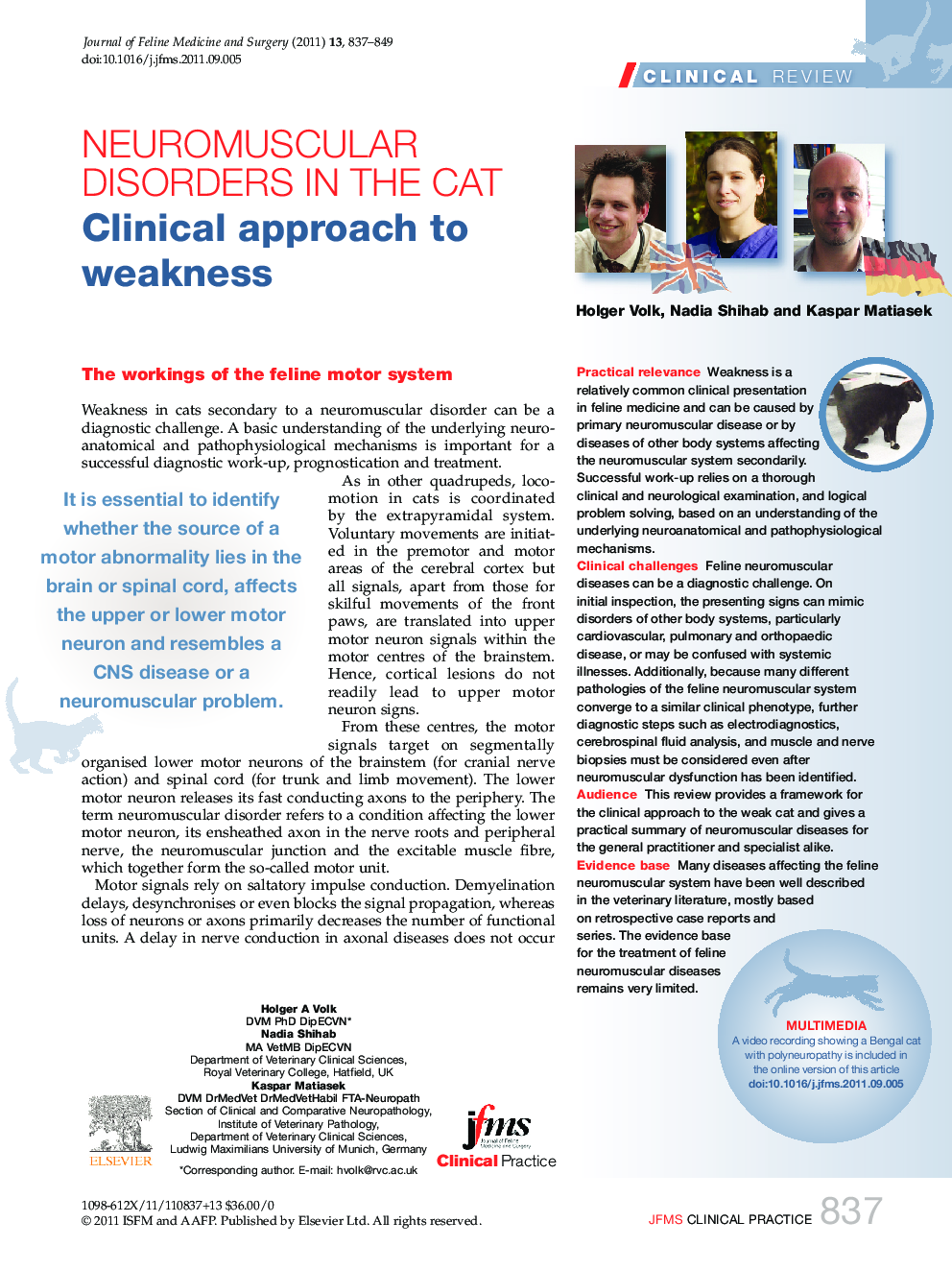 Neuromuscular disorders in the cat: Clinical approach to weakness