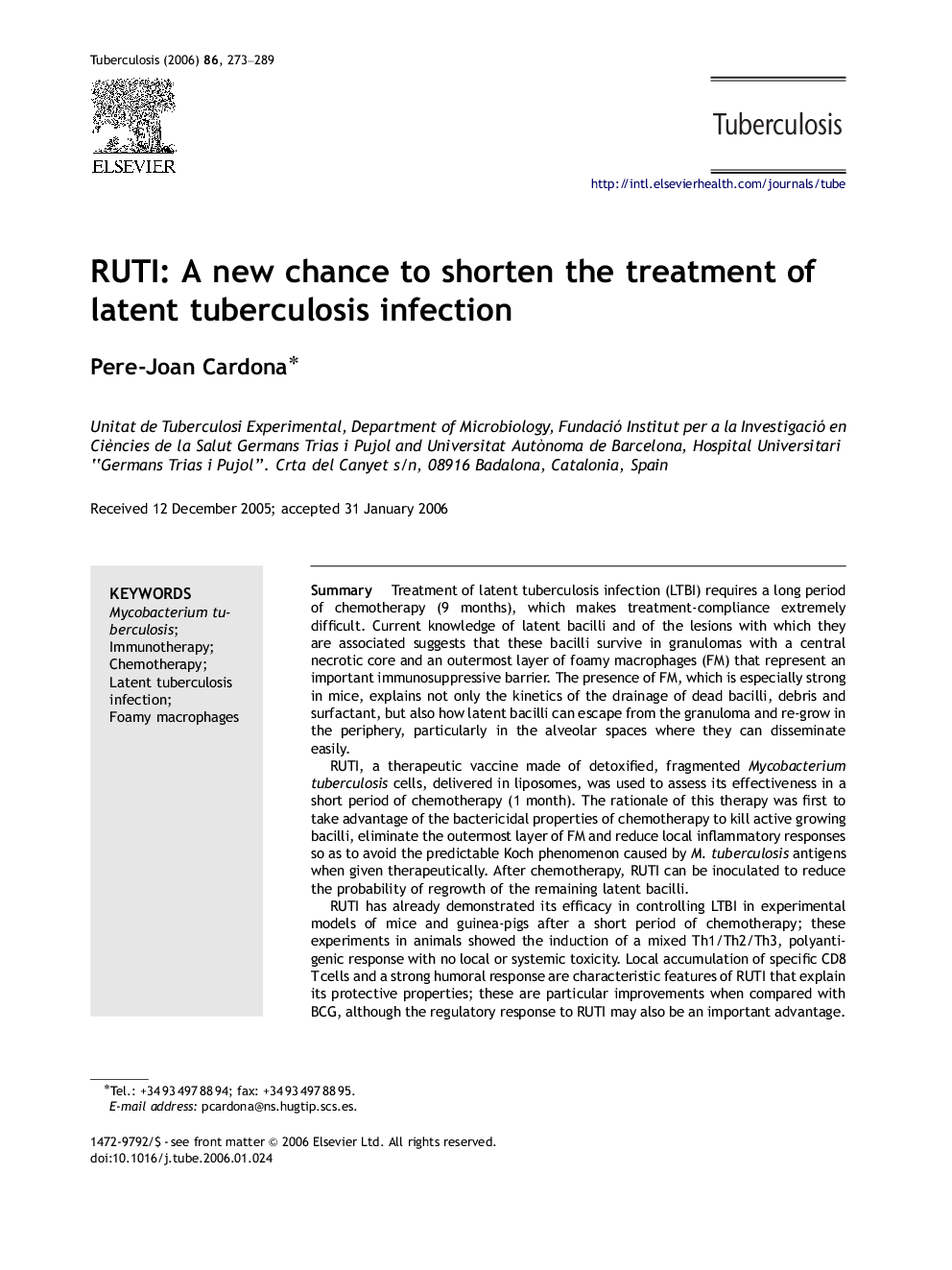 RUTI: A new chance to shorten the treatment of latent tuberculosis infection