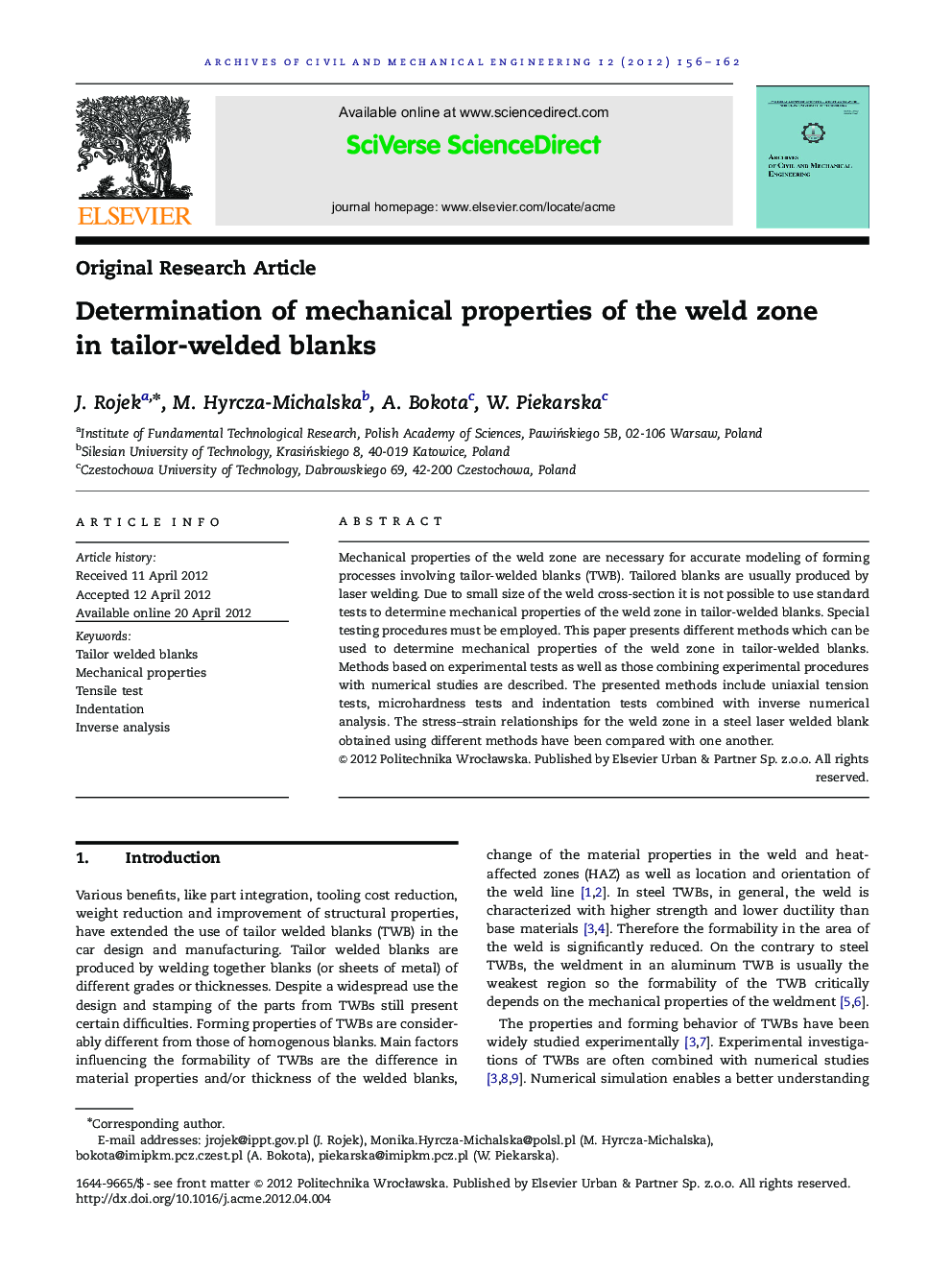 Determination of mechanical properties of the weld zone in tailor-welded blanks