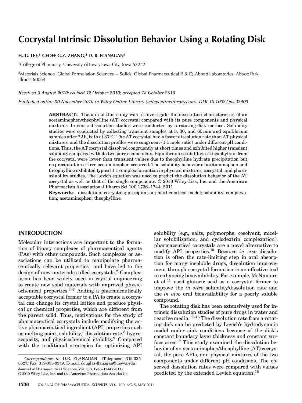 Cocrystal Intrinsic Dissolution Behavior Using a Rotating Disk