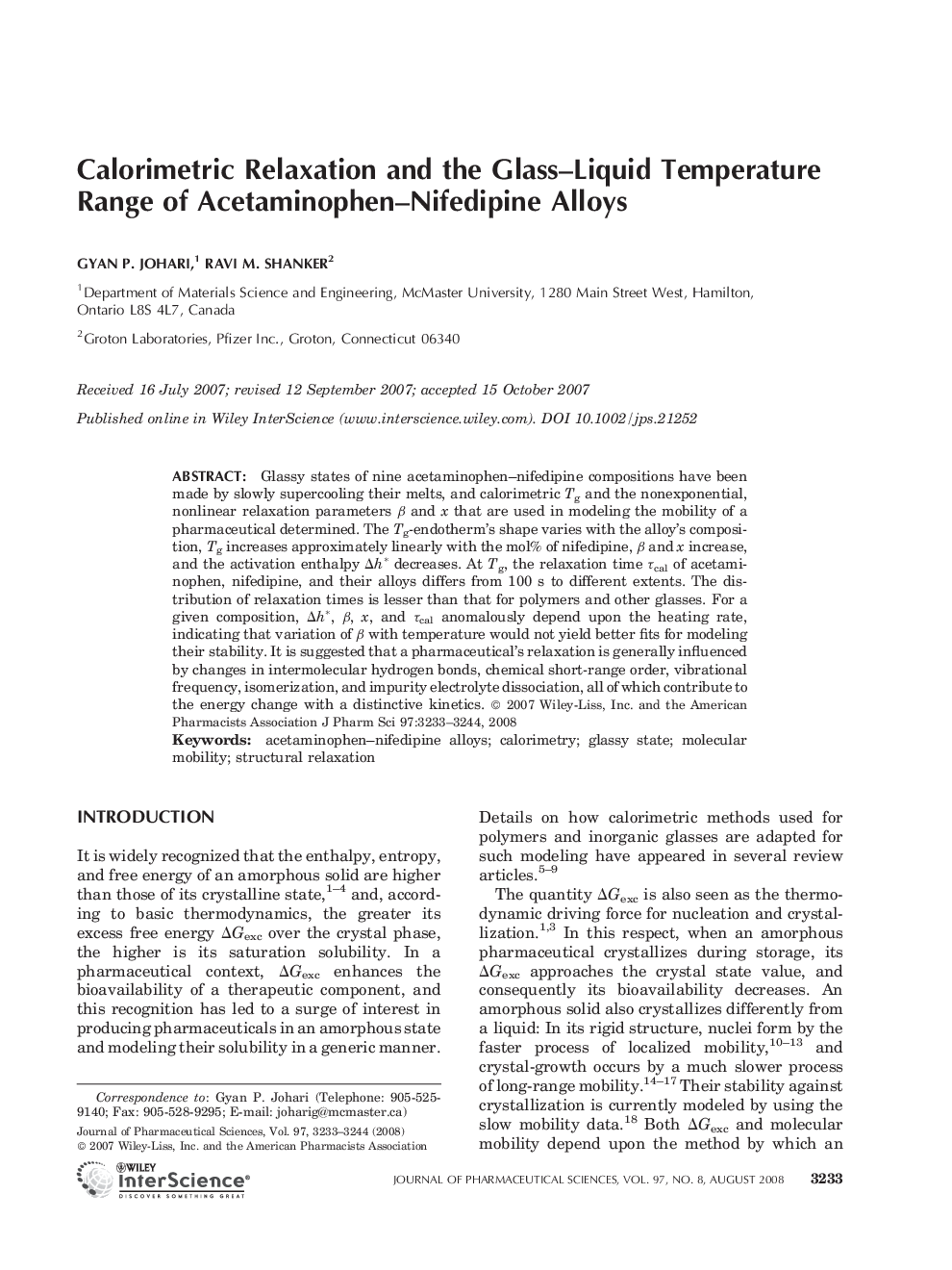 Calorimetric Relaxation and the Glass-Liquid Temperature Range of Acetaminophen-Nifedipine Alloys