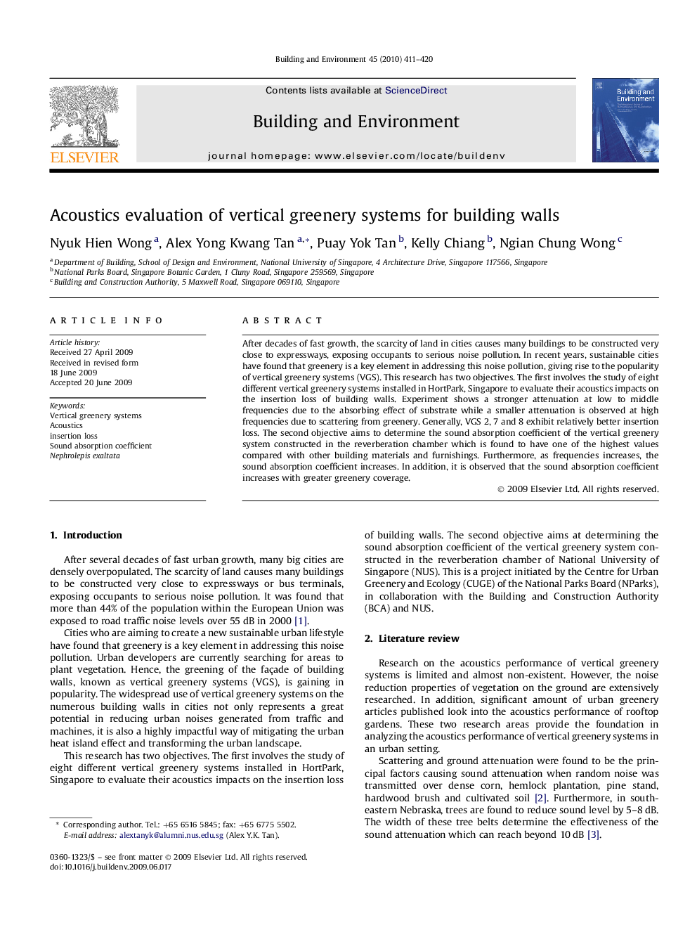 Acoustics evaluation of vertical greenery systems for building walls