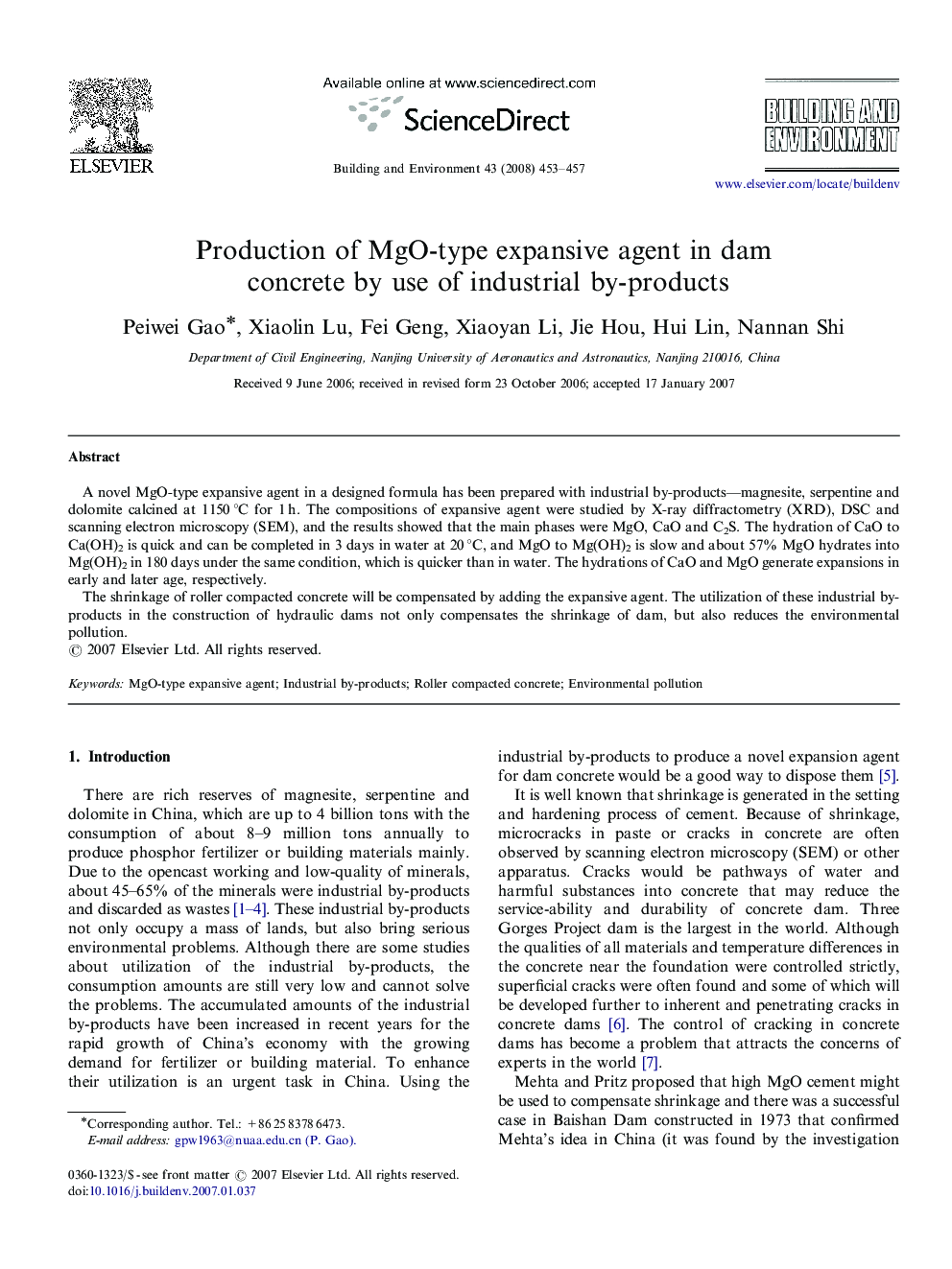 Production of MgO-type expansive agent in dam concrete by use of industrial by-products