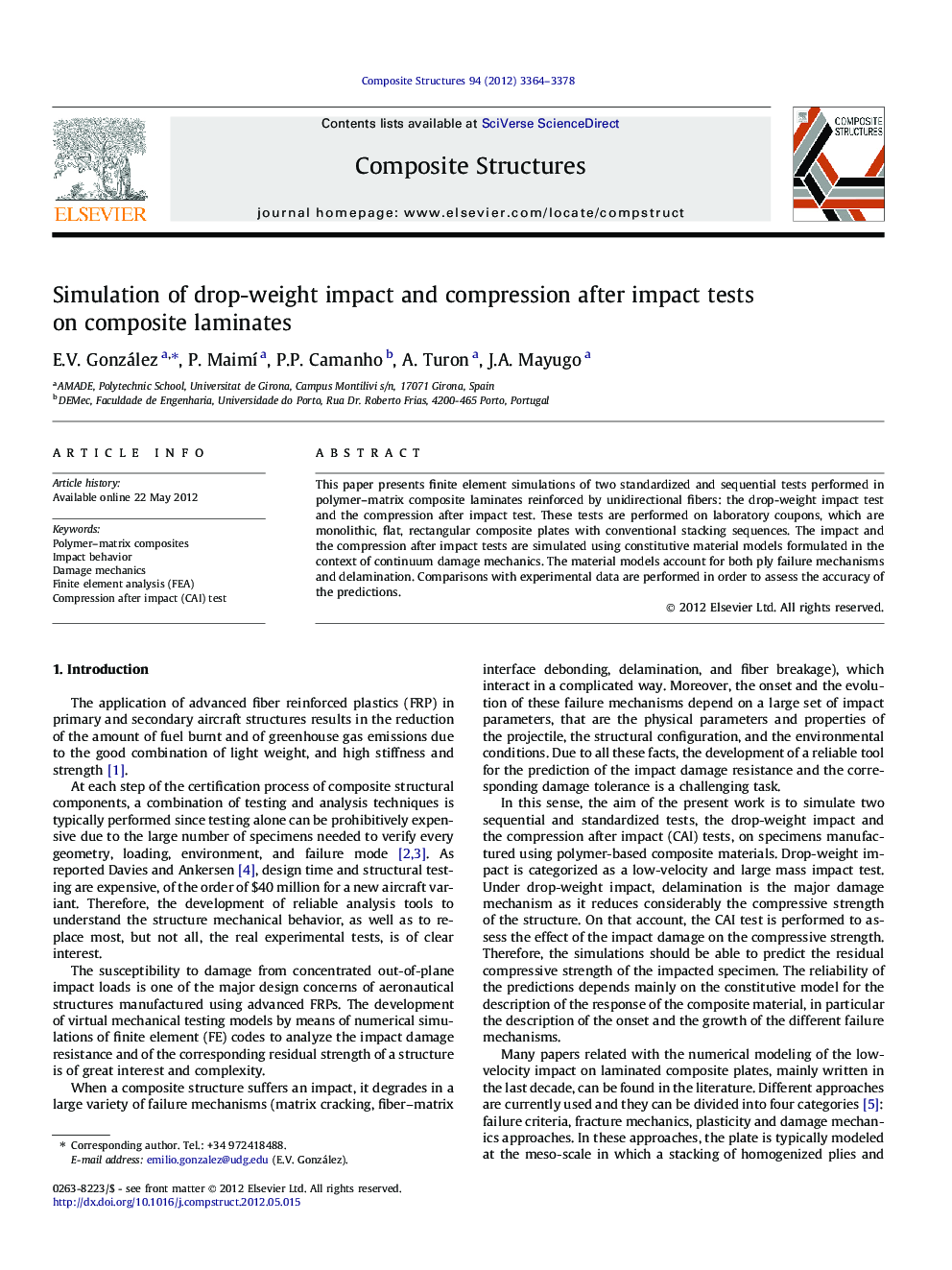 Simulation of drop-weight impact and compression after impact tests on composite laminates