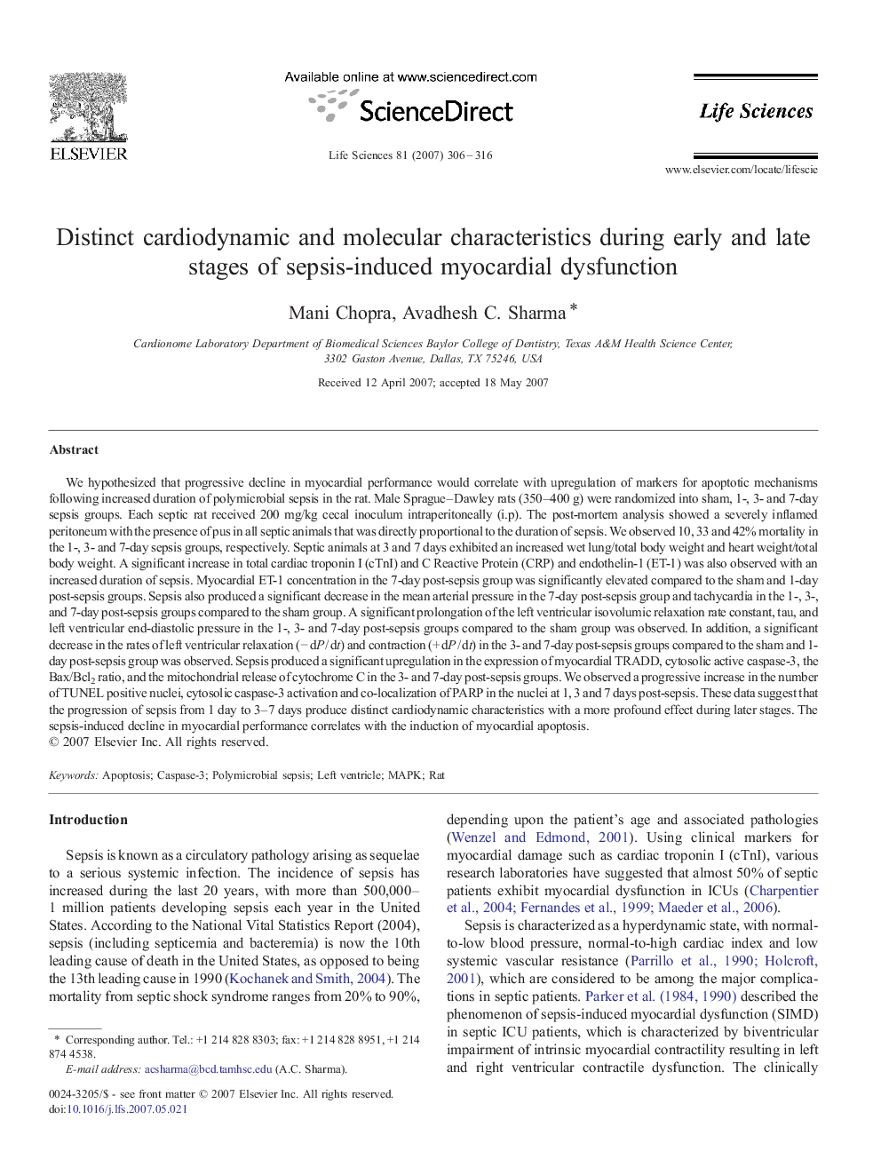 Distinct cardiodynamic and molecular characteristics during early and late stages of sepsis-induced myocardial dysfunction