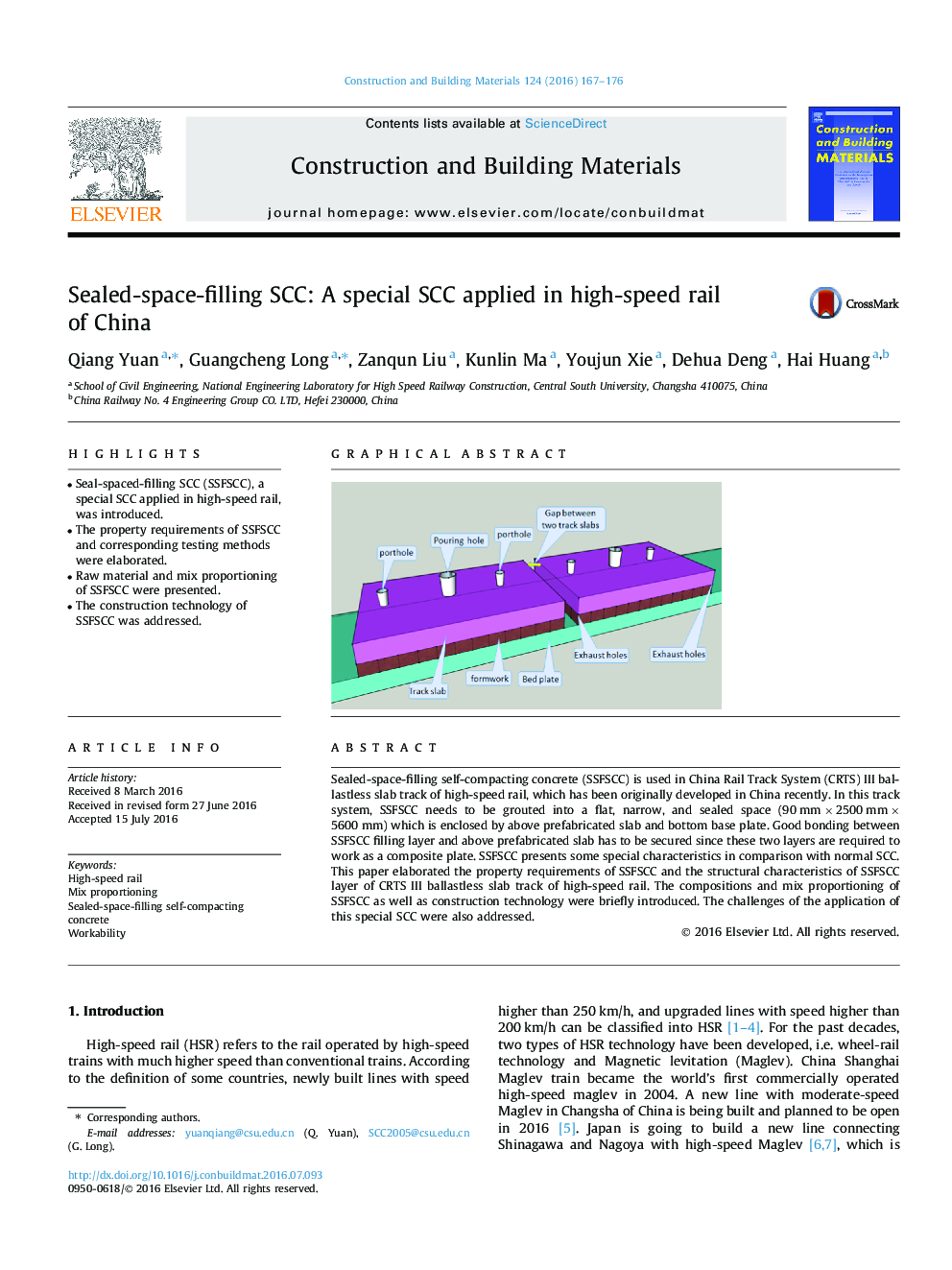 Sealed-space-filling SCC: A special SCC applied in high-speed rail of China