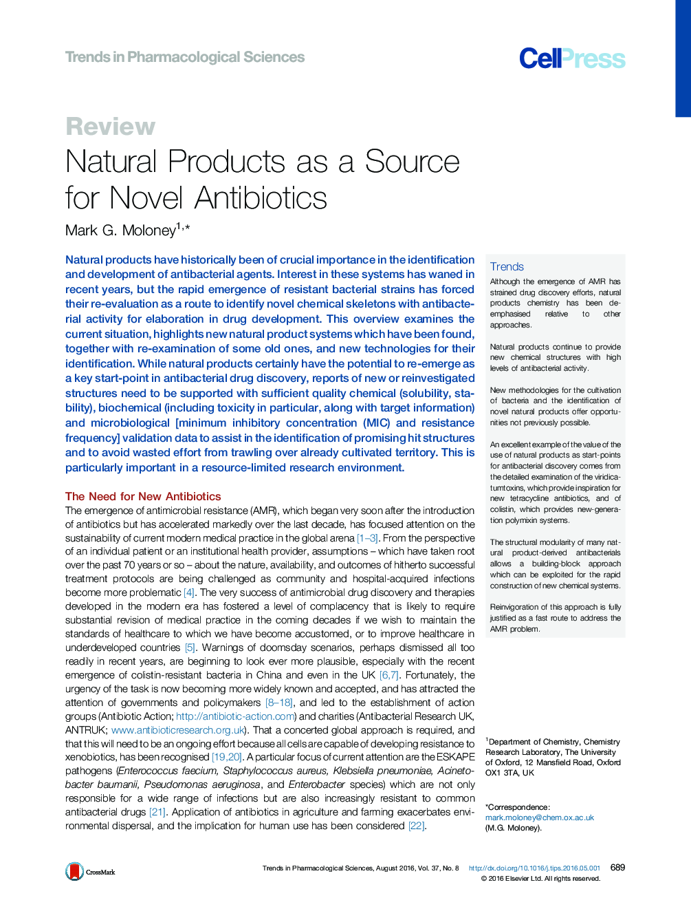 محصولات طبیعی به عنوان منبع آنتی بیوتیک های جدید 
