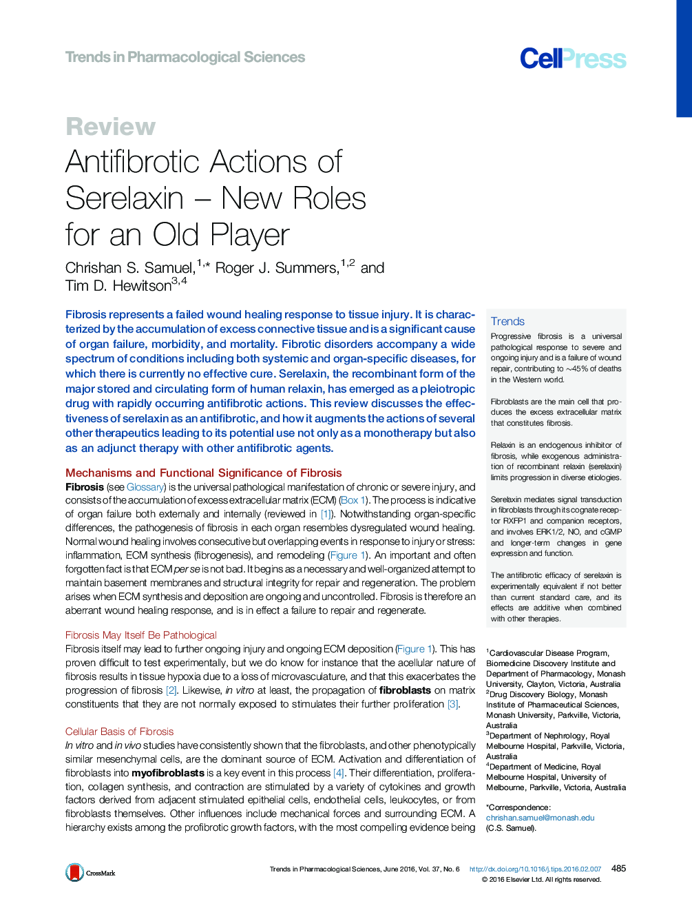 Antifibrotic Actions of Serelaxin – New Roles for an Old Player