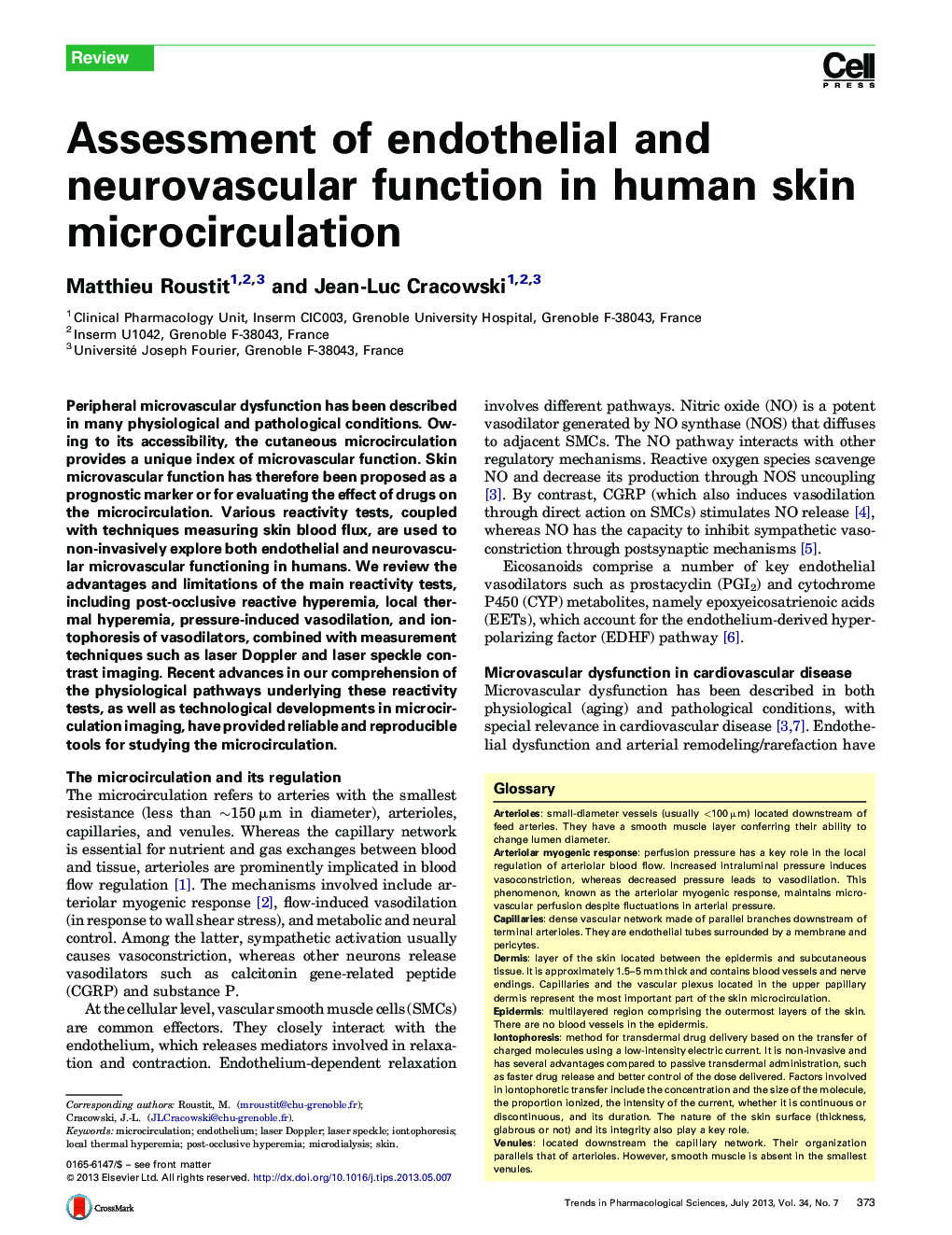 Assessment of endothelial and neurovascular function in human skin microcirculation