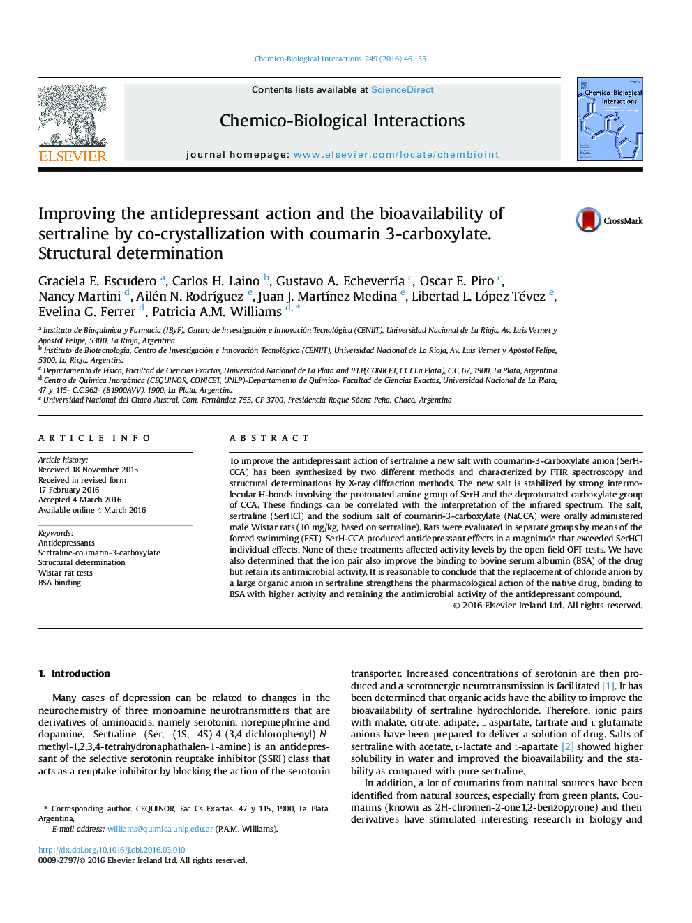 بهبود عملکرد ضد افسردگی و قابلیت ذخیره زایمان سرترالین توسط کریستالیزاسیون با کومارین 3-کربوکسیلات. تعیین ساختار 