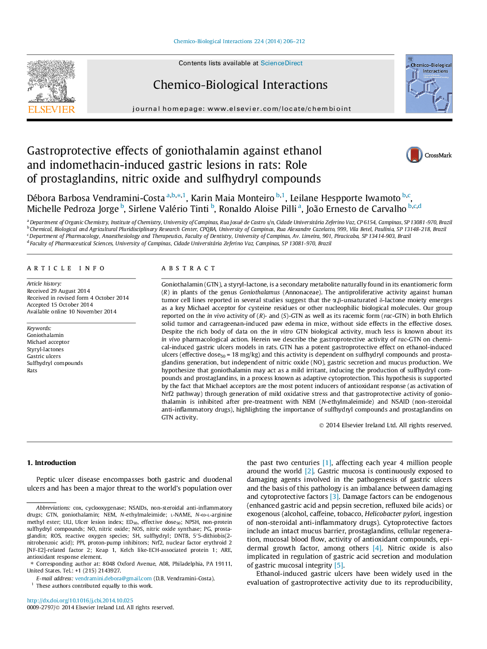 اثرات گاستروپینتیک گنوتیلامین در برابر اتانول و ضایعات معده ناشی از اندومتاسین در موش صحرایی: نقش پروستاگلاندین ها، ترکیبات نیتریک اکسید و سولفیدریل 