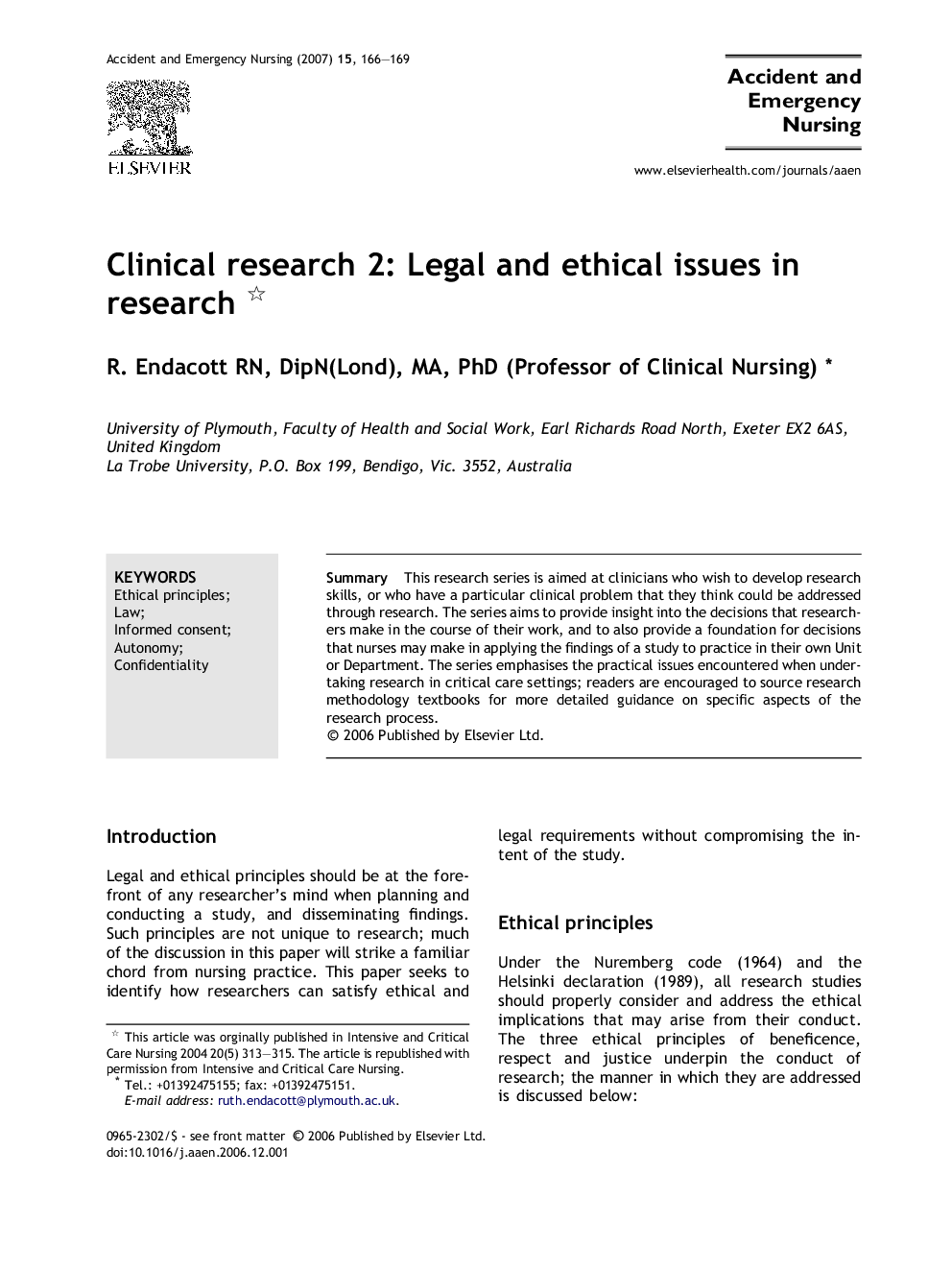 Clinical research 2: Legal and ethical issues in research 