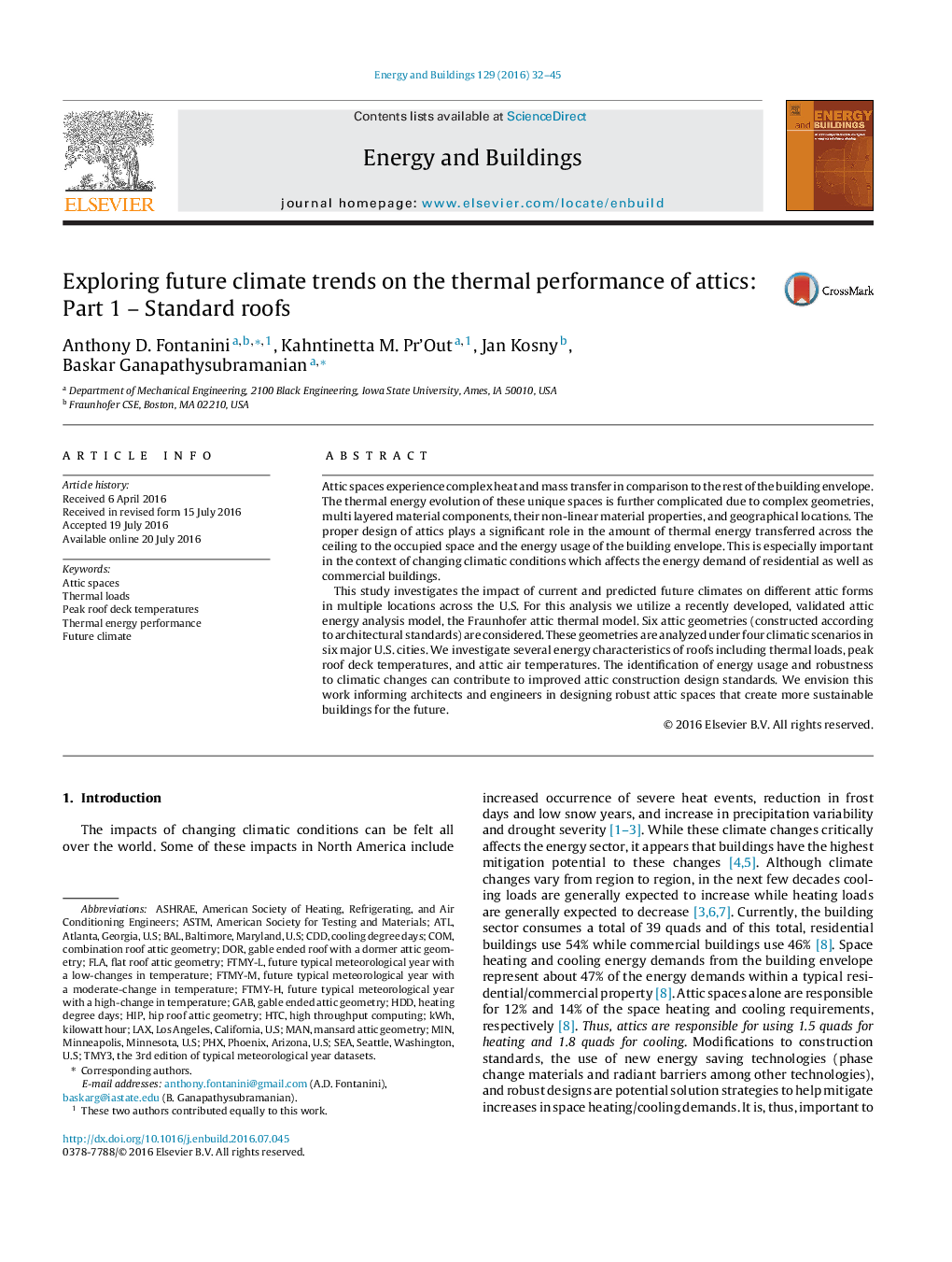 Exploring future climate trends on the thermal performance of attics: Part 1 – Standard roofs