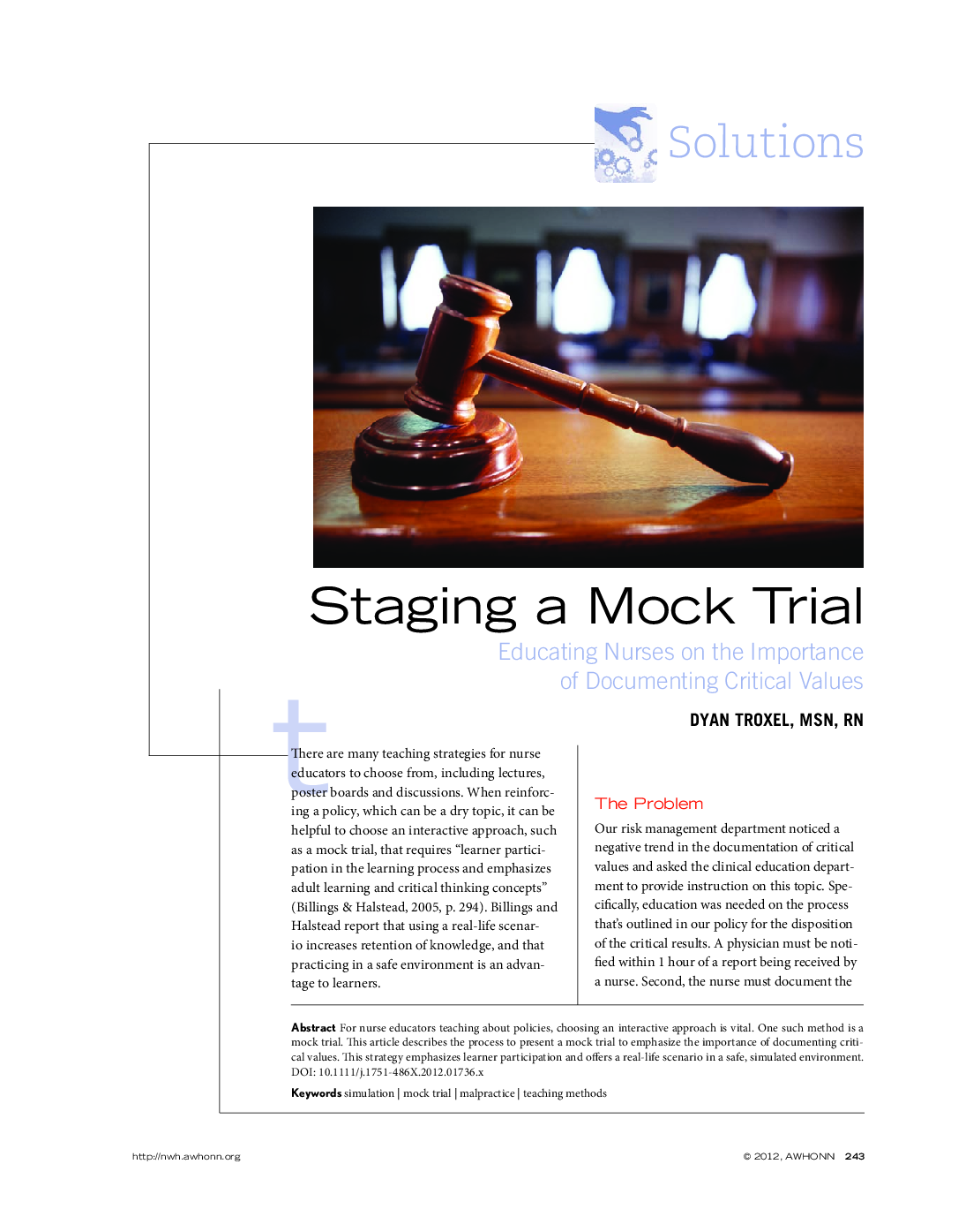 Staging a Mock Trial: Educating Nurses on the Importance of Documenting Critical Values